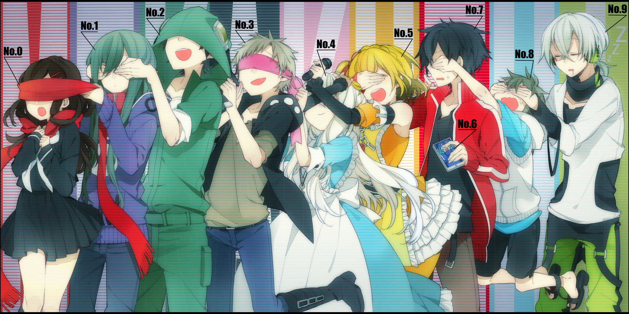 Group of characters with numbers on their foreheads HD Wallpaper