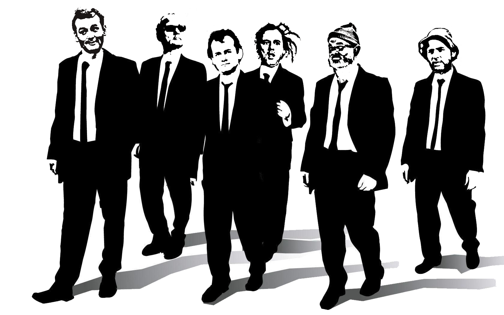 The Royal Tenenbaums characters in black and white HD Wallpaper