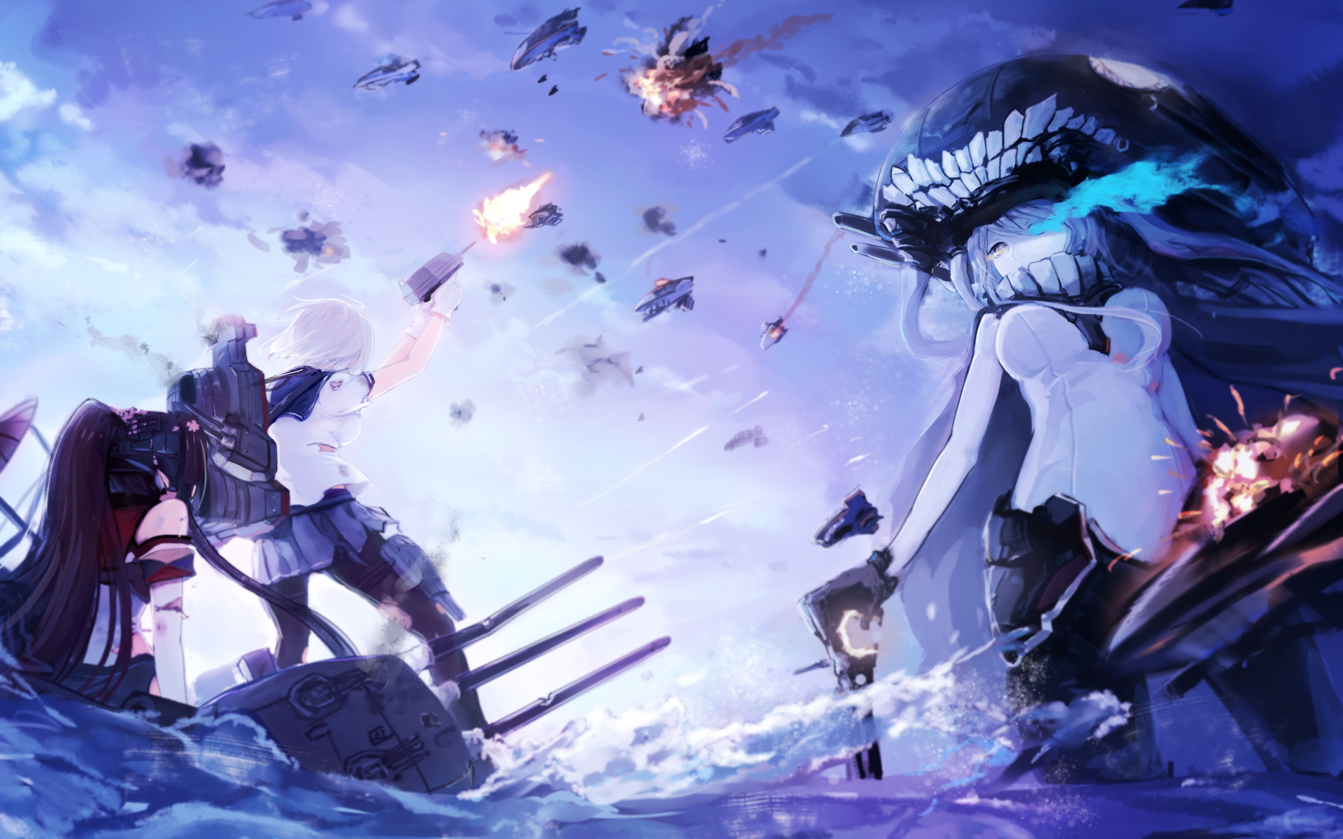 Yamato from Kancolle in naval battle HD Wallpaper