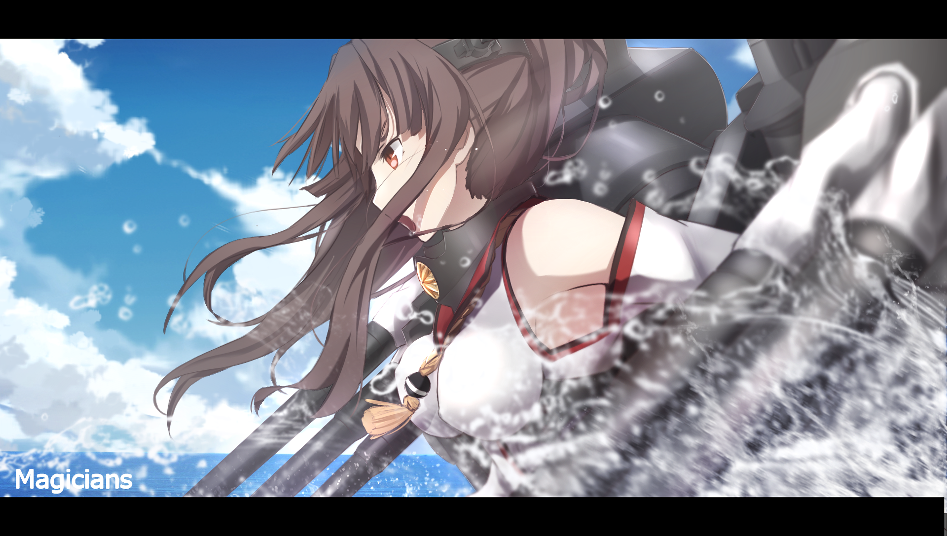 Yamato from Kancolle in water HD Wallpaper