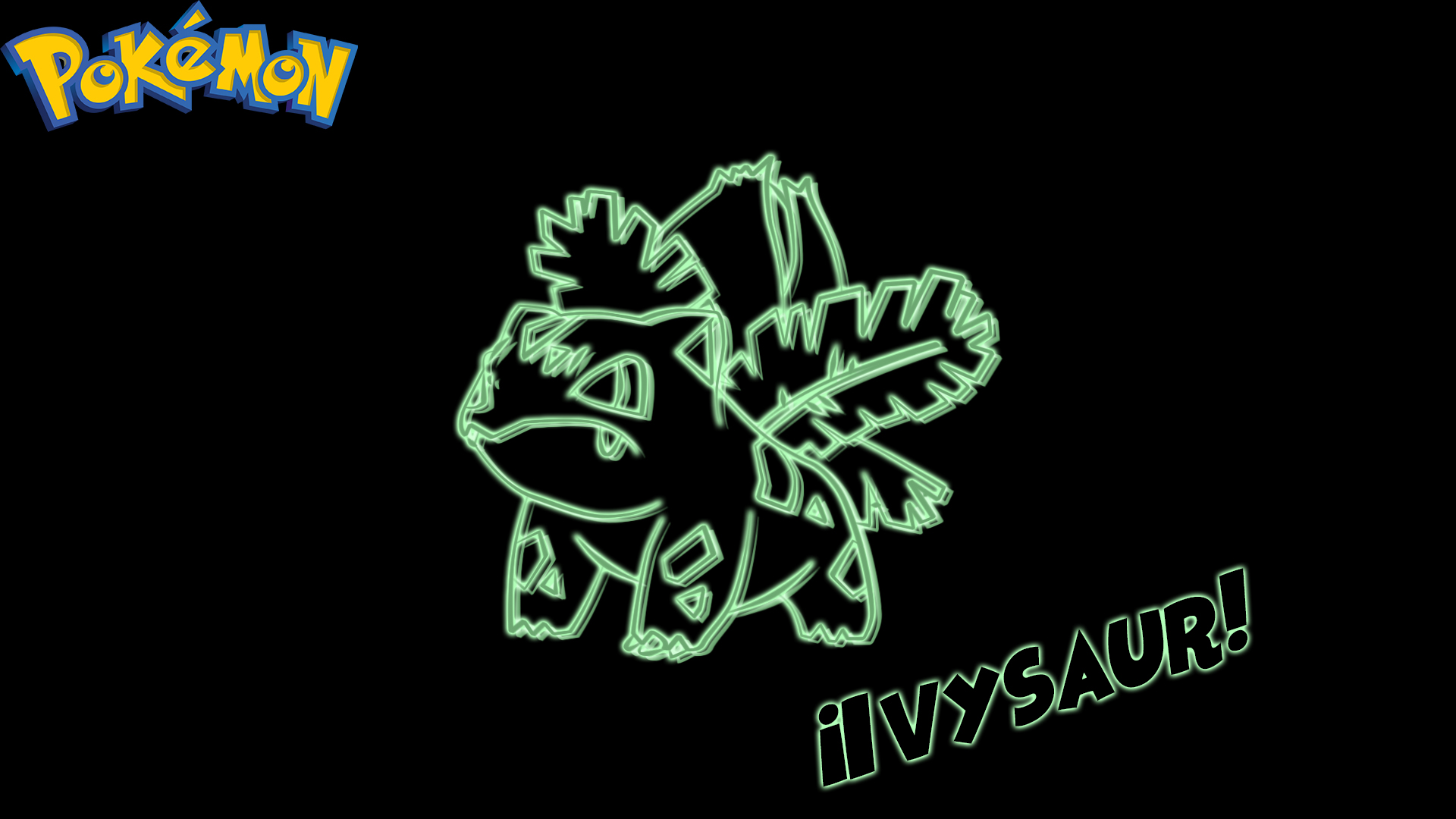 Ivysaur from Pokémon Neon Outline HD Wallpaper