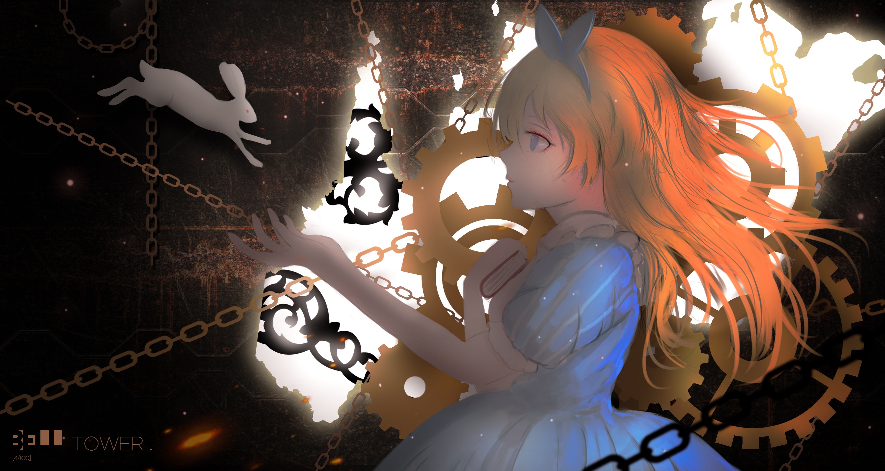 Alice from Alice in Wonderland with gears and chains HD Wallpaper