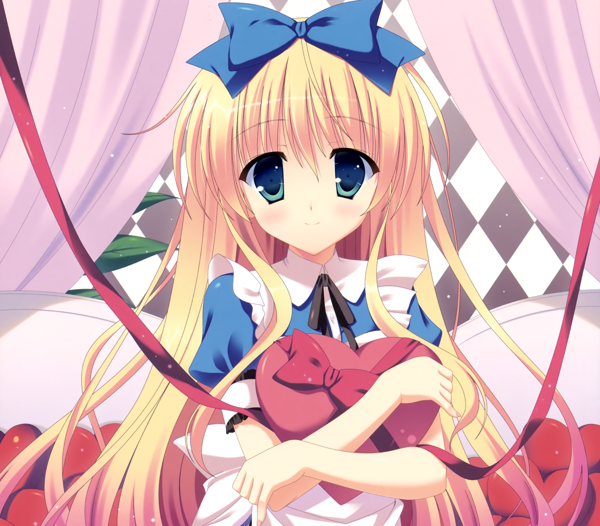 Alice from Alice in Wonderland holding a heart gift HD Wallpaper