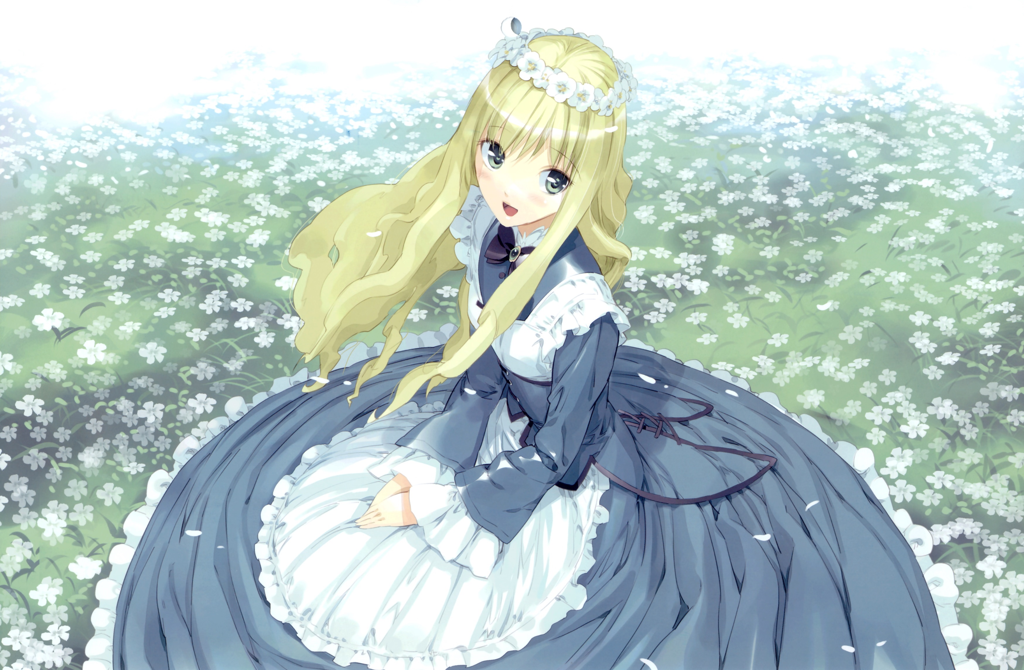 Alice from Alice in Wonderland in a field of flowers HD Wallpaper