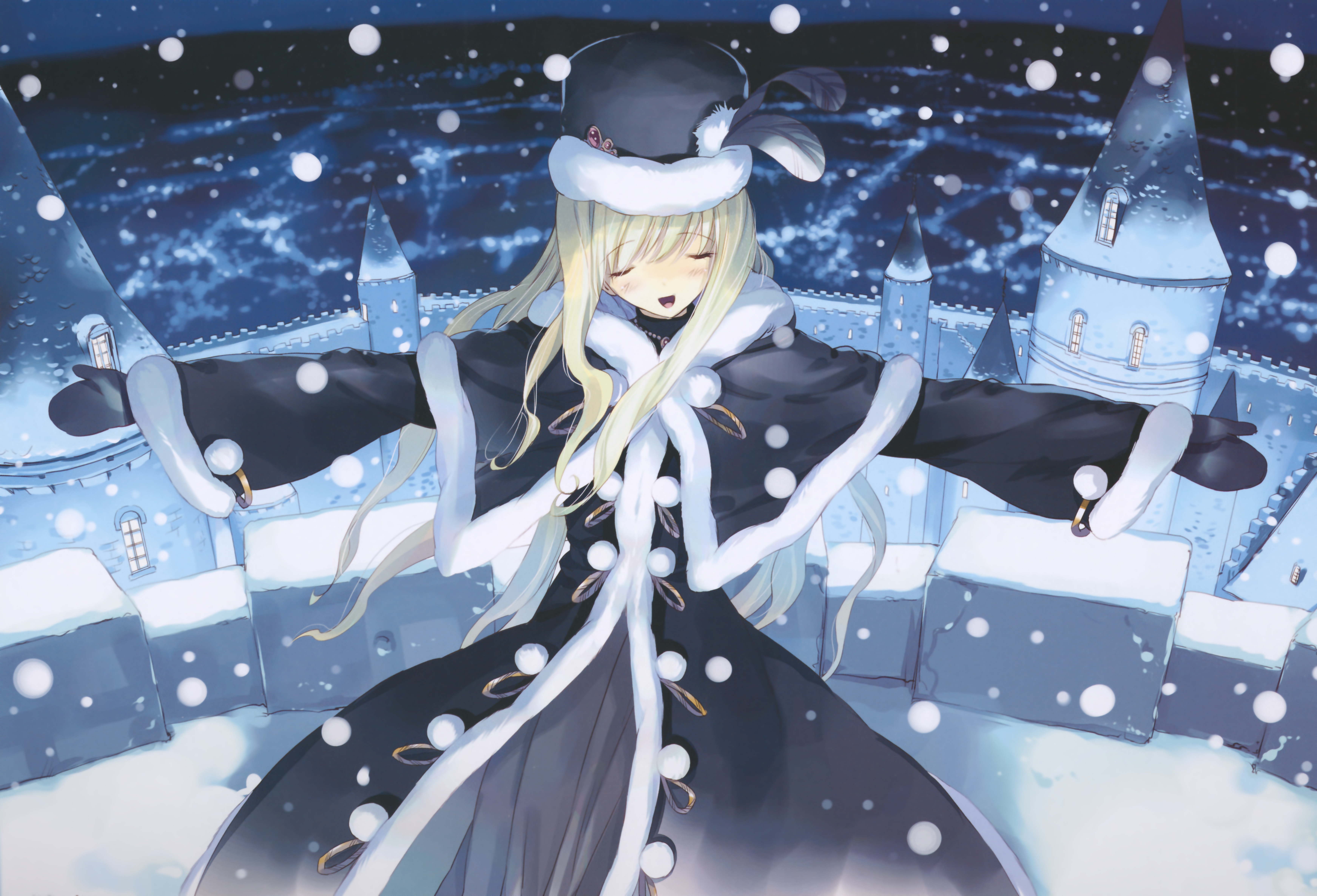 Alice from Alice in Wonderland in a snowy town HD Wallpaper