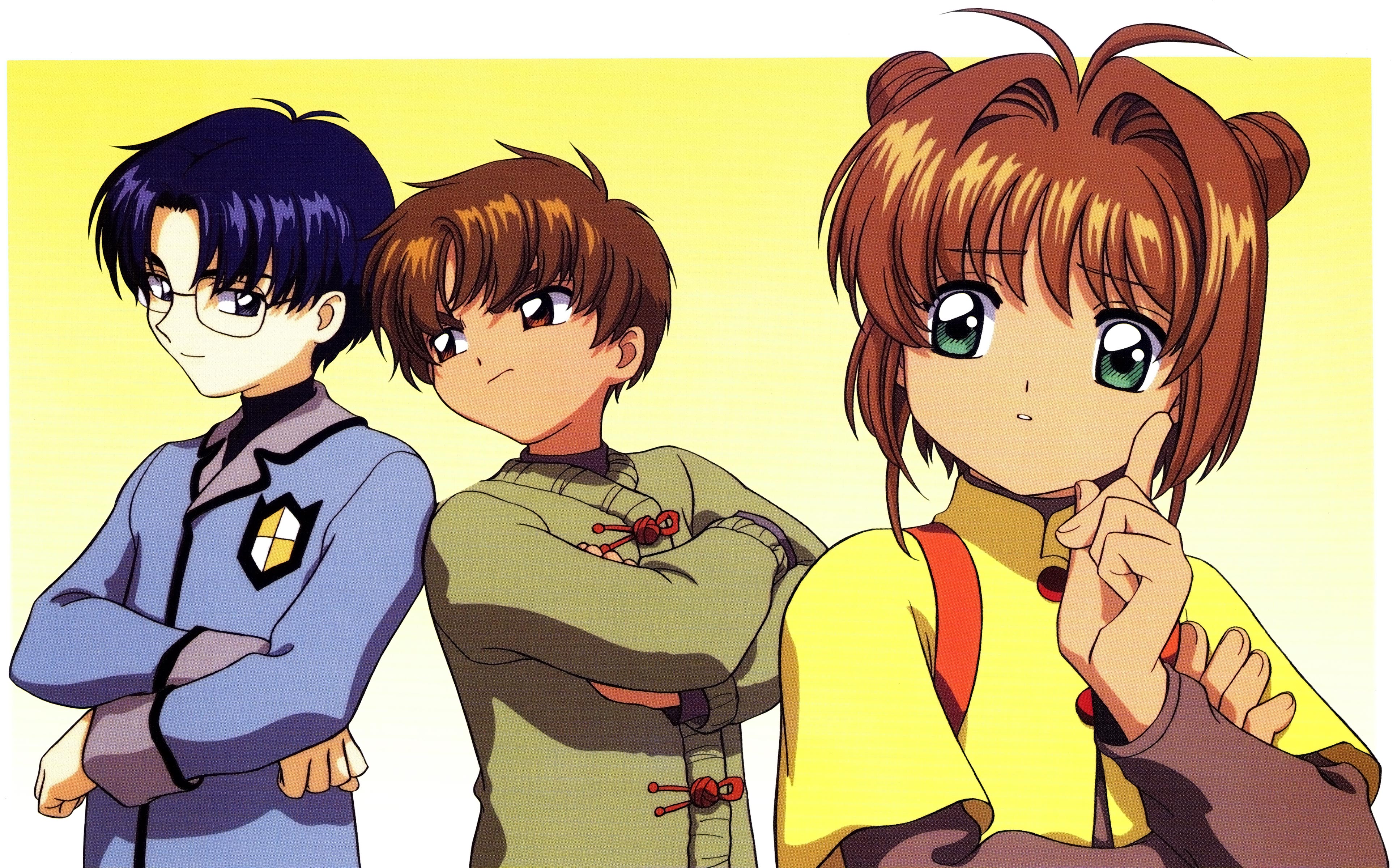 Sakura Kinomoto, Syaoran Li, and Touya Kinomoto from Cardcaptor Sakura HD Wallpaper