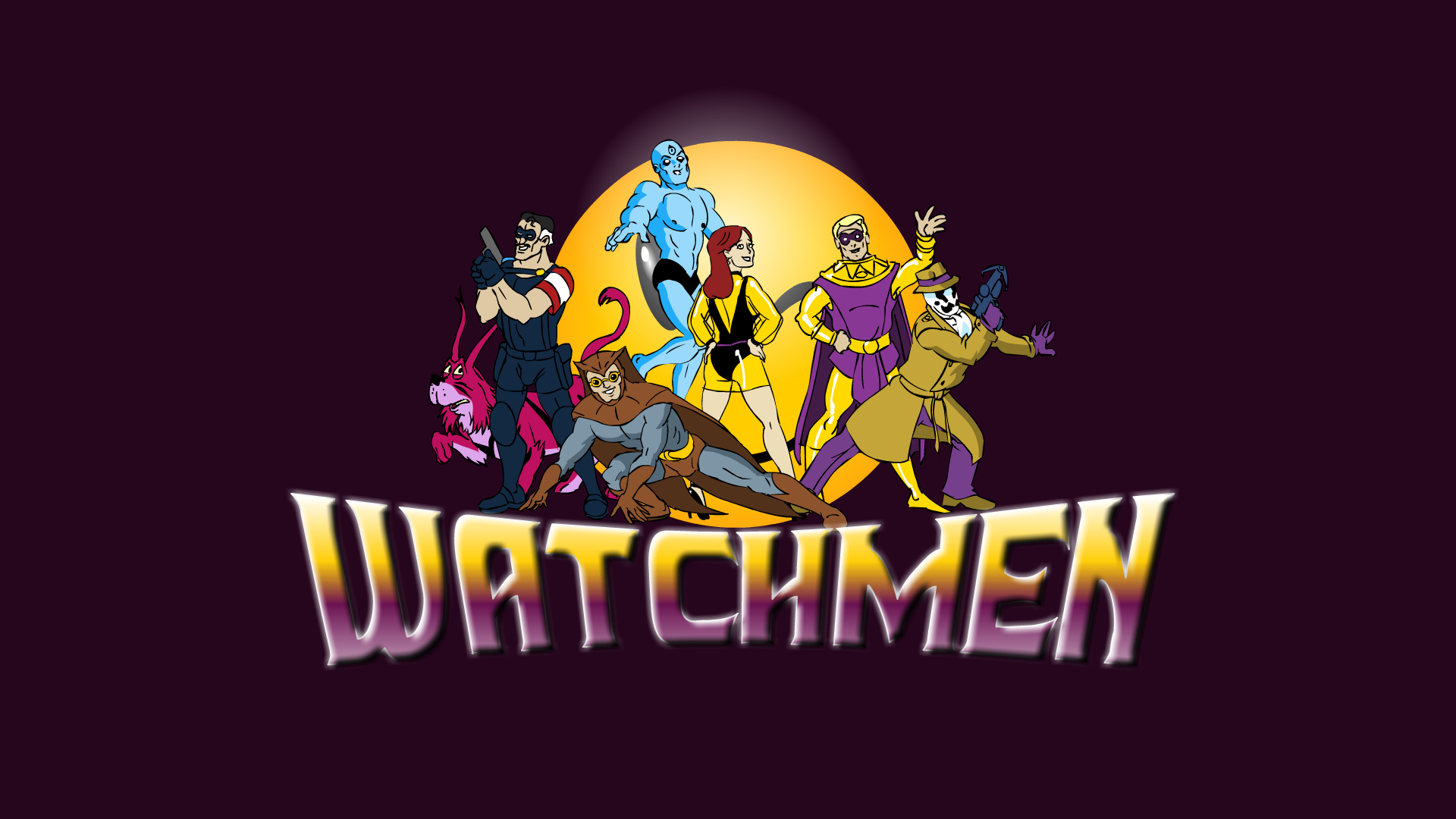 Watchmen characters in cartoon style HD Wallpaper