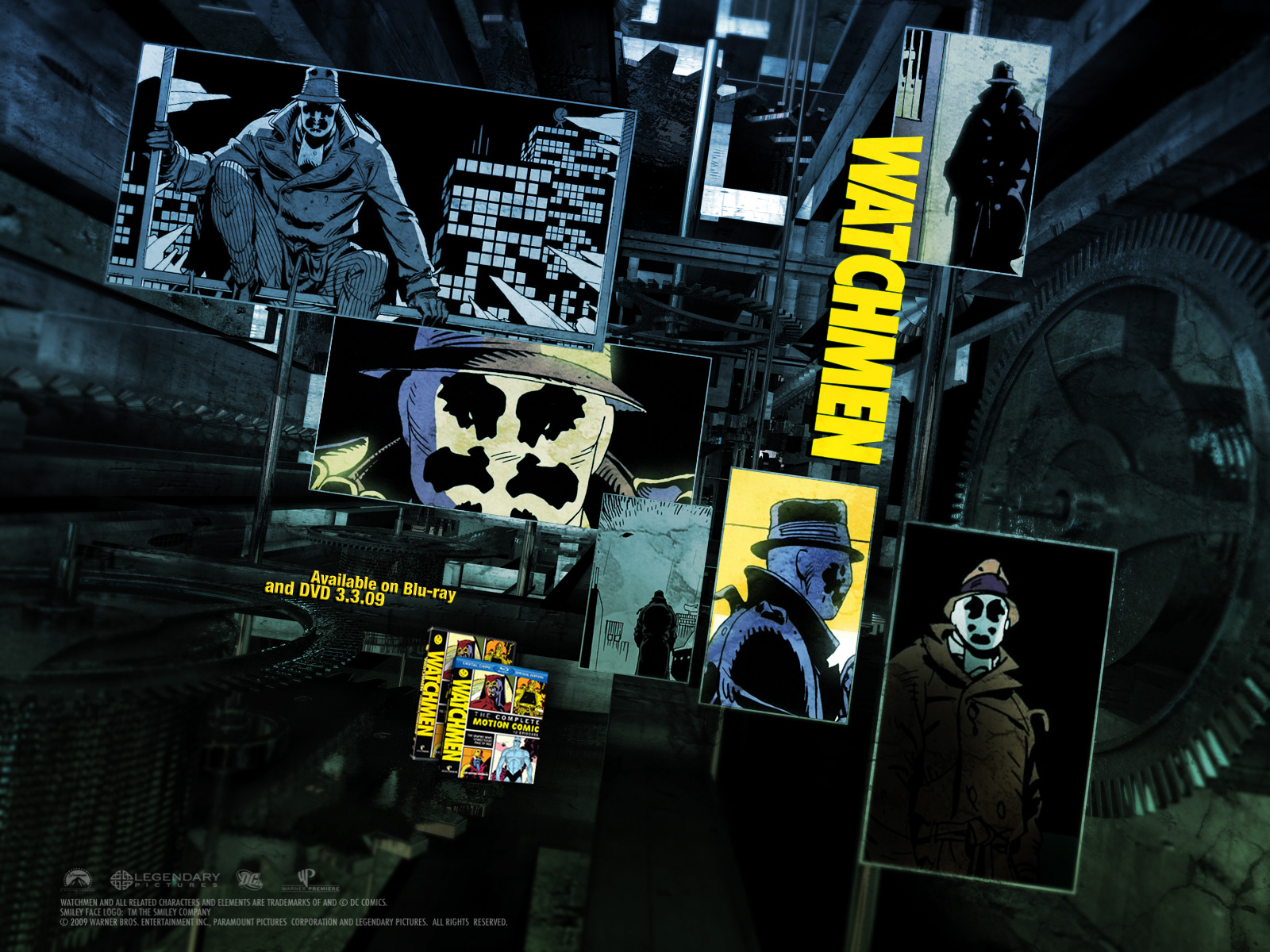 Watchmen Comic Panels and Blu-ray/DVD Release HD Wallpaper