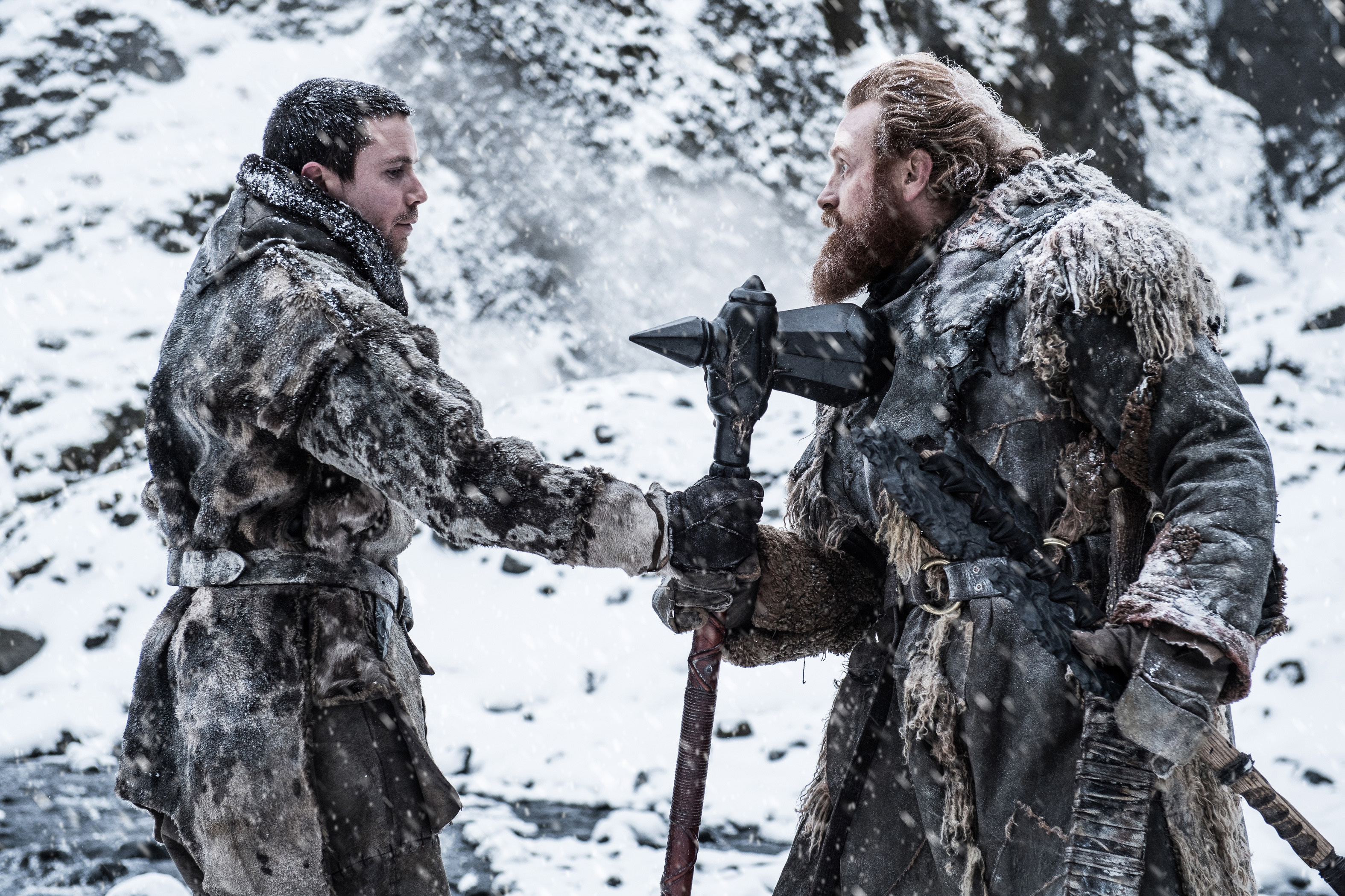 Gendry and Tormund from Game of Thrones in snow HD Wallpaper