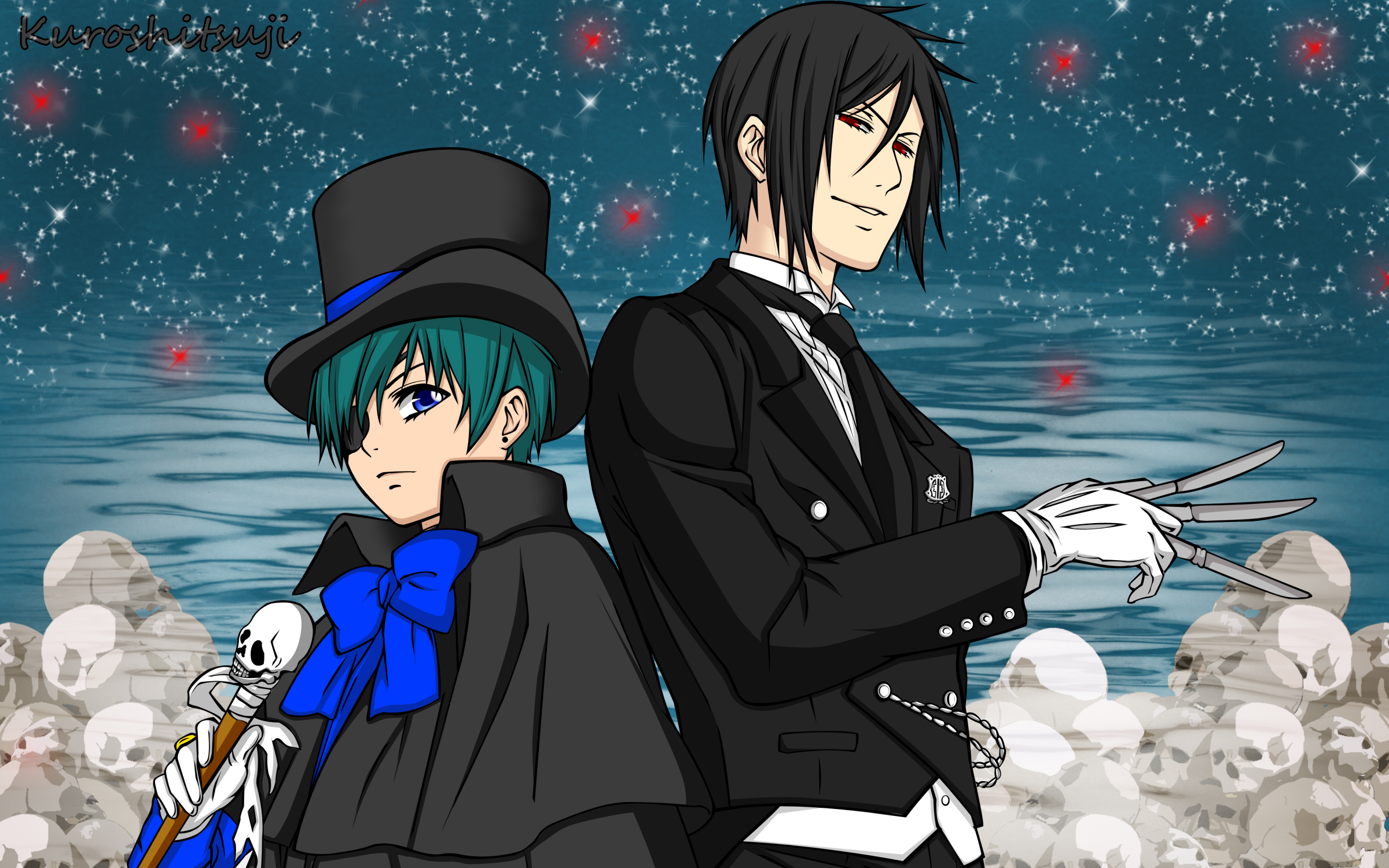 Ciel Phantomhive and Sebastian Michaelis from Black Butler HD Wallpaper