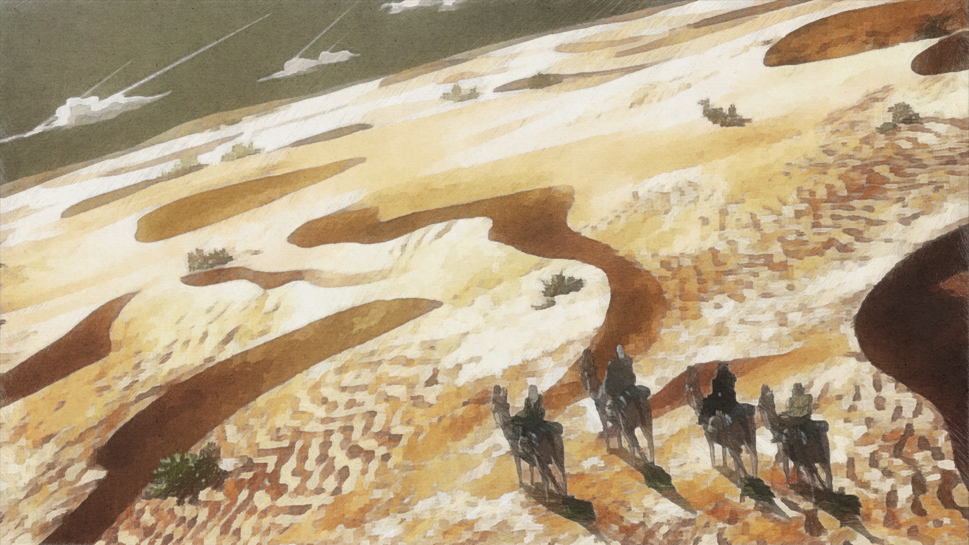 Caravan in the desert HD Wallpaper