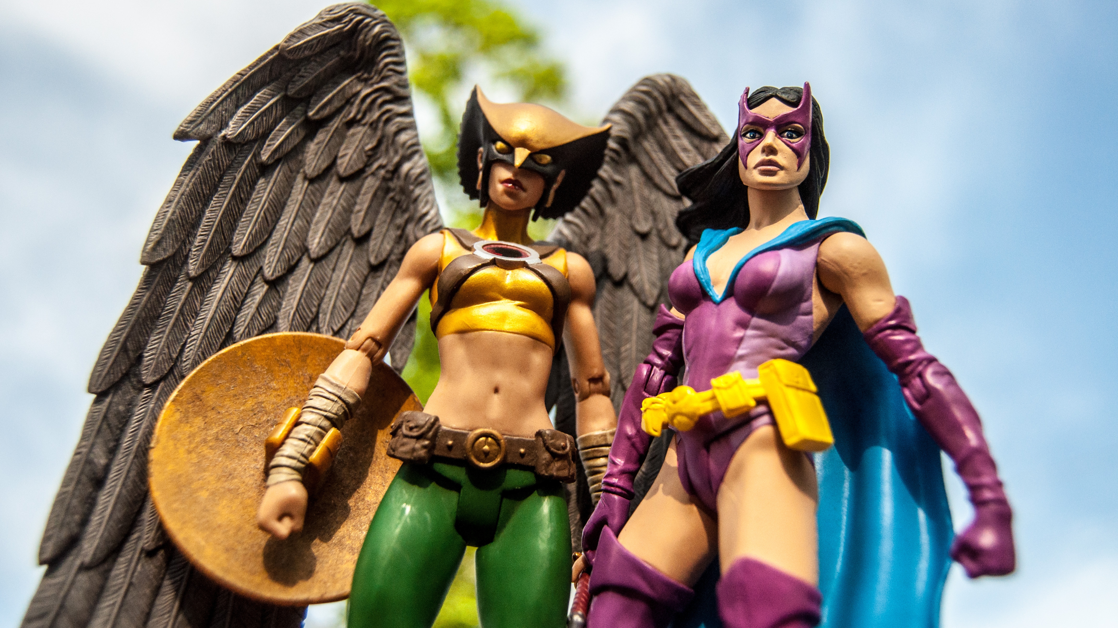 Hawkgirl and Huntress action figures HD Wallpaper