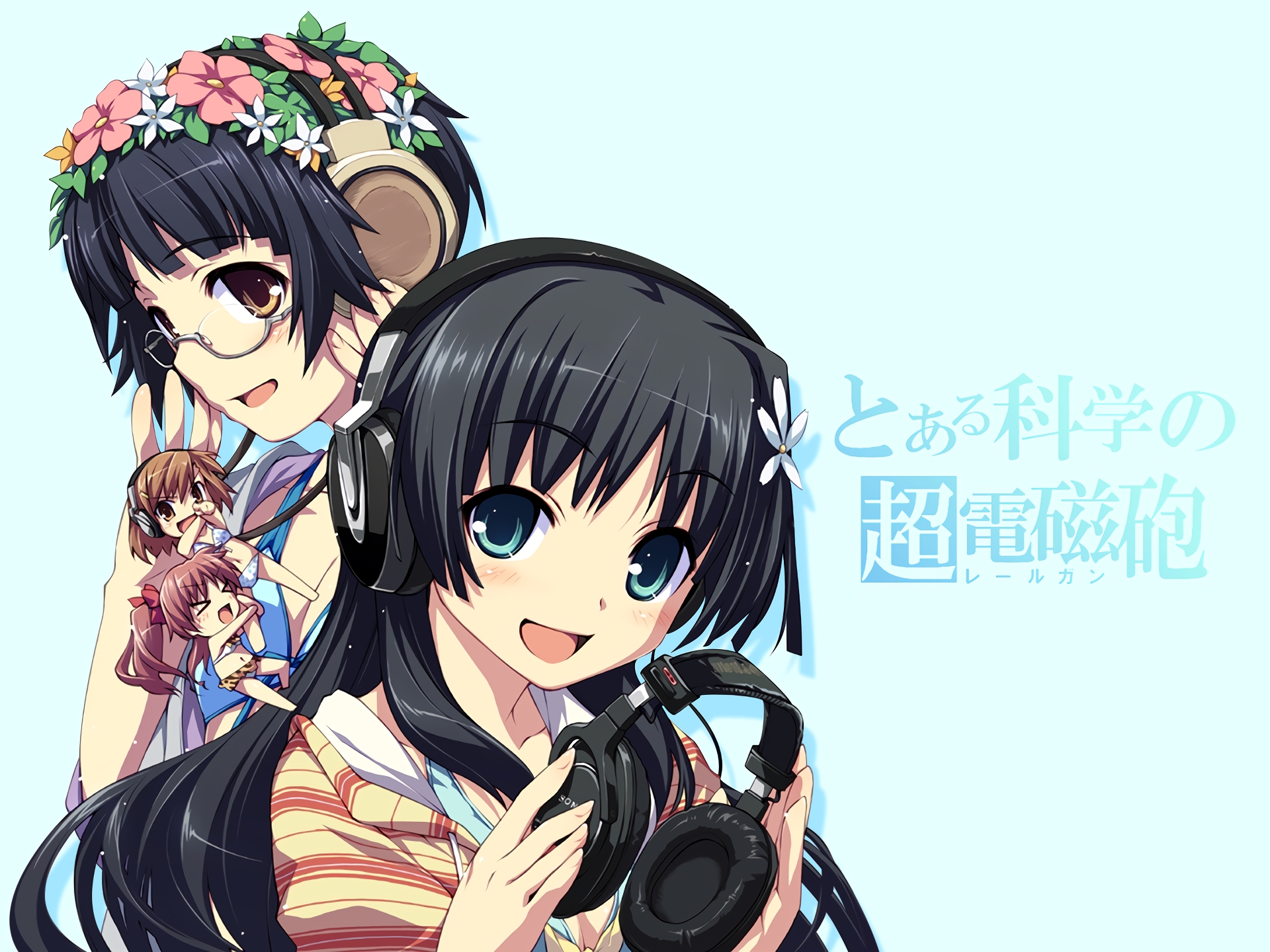 A Certain Scientific Railgun characters with headphones HD Wallpaper