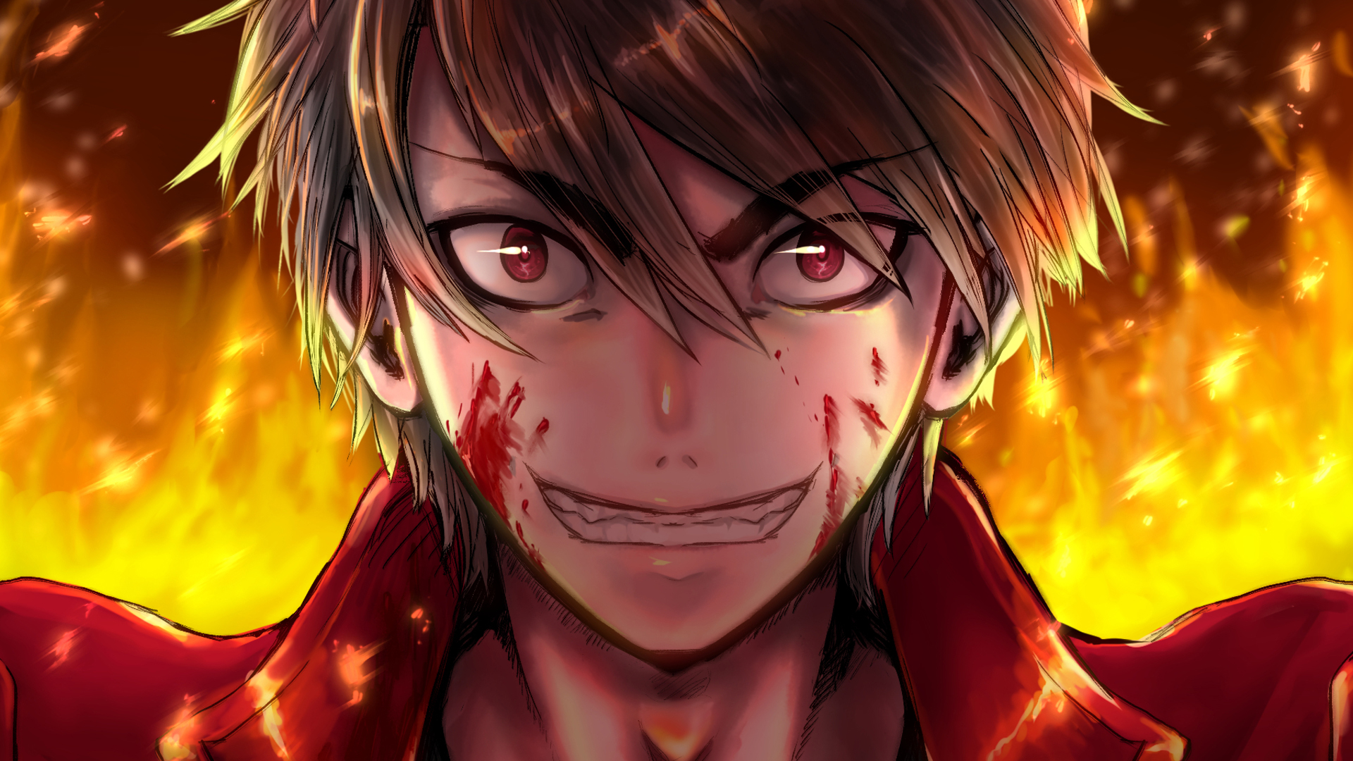 Toyohisa Shimazu in flames HD Wallpaper
