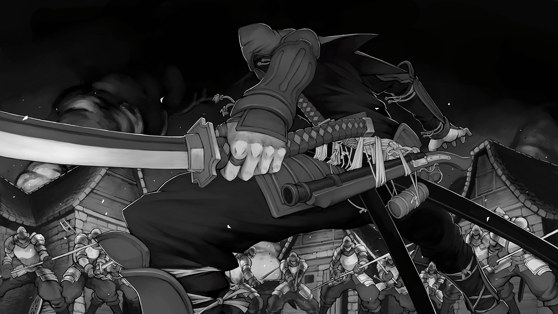 Toyohisa Shimazu fighting soldiers HD Wallpaper