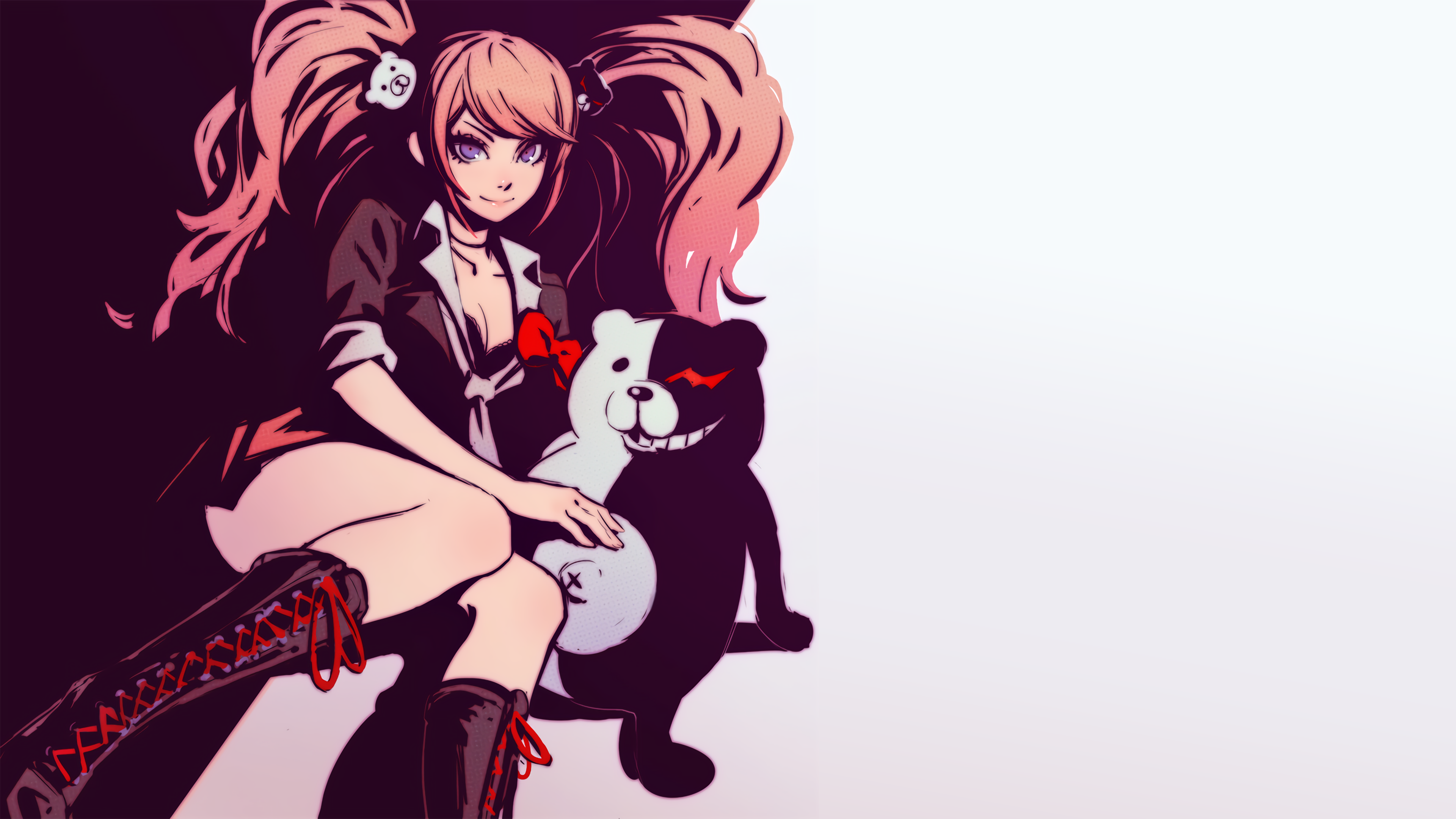 Junko Enoshima from Danganronpa with Monokuma HD Wallpaper