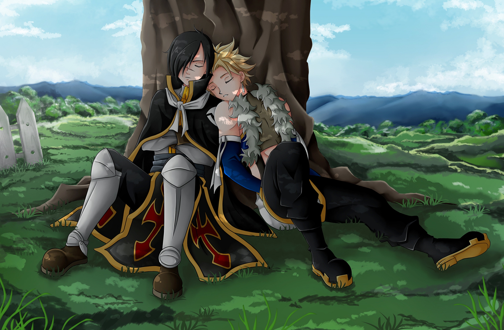 Rogue Cheney sleeping under a tree HD Wallpaper