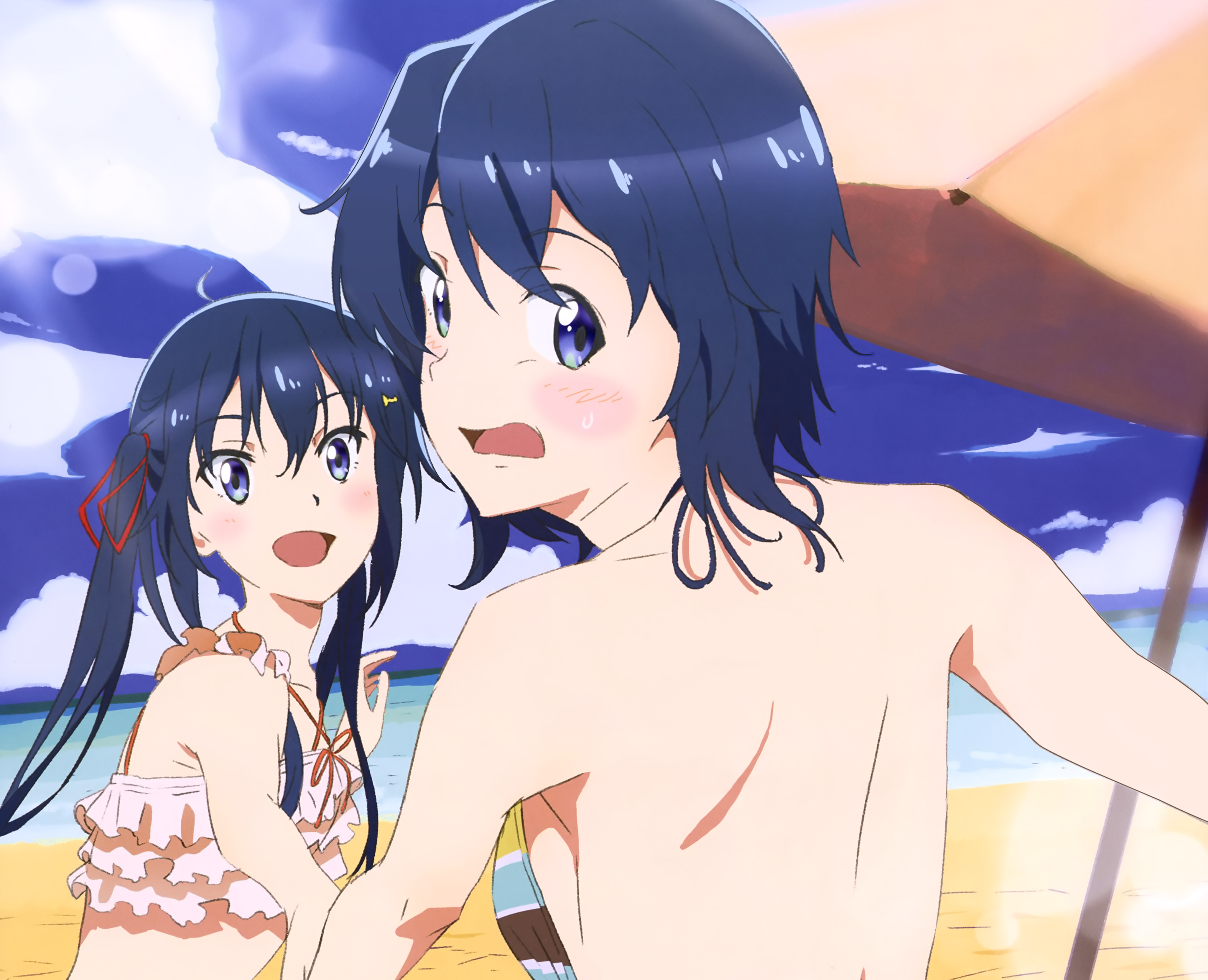 Chiaki Hoshinomori at the beach HD Wallpaper