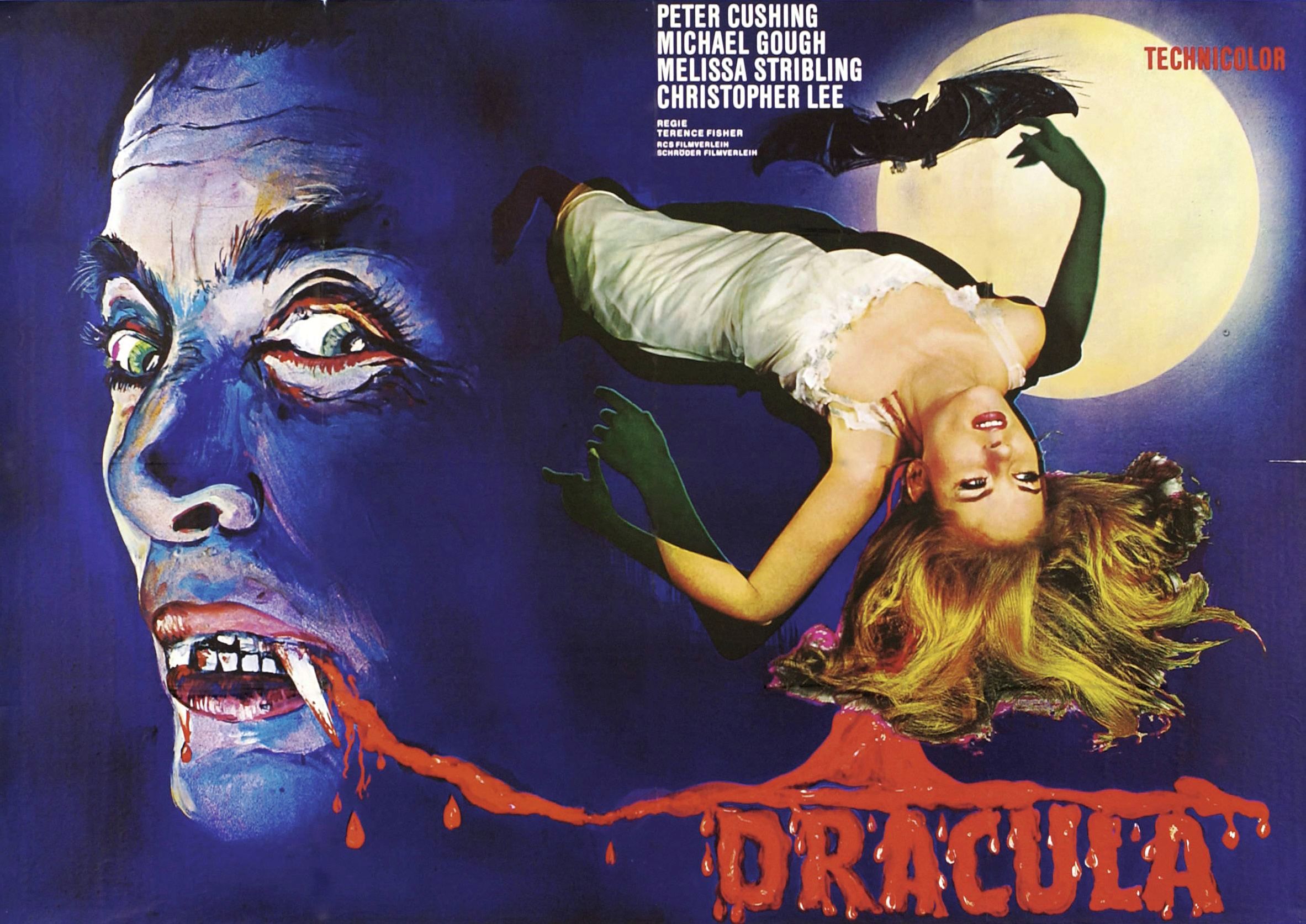 Dracula Movie Poster with Peter Cushing and Christopher Lee HD Wallpaper