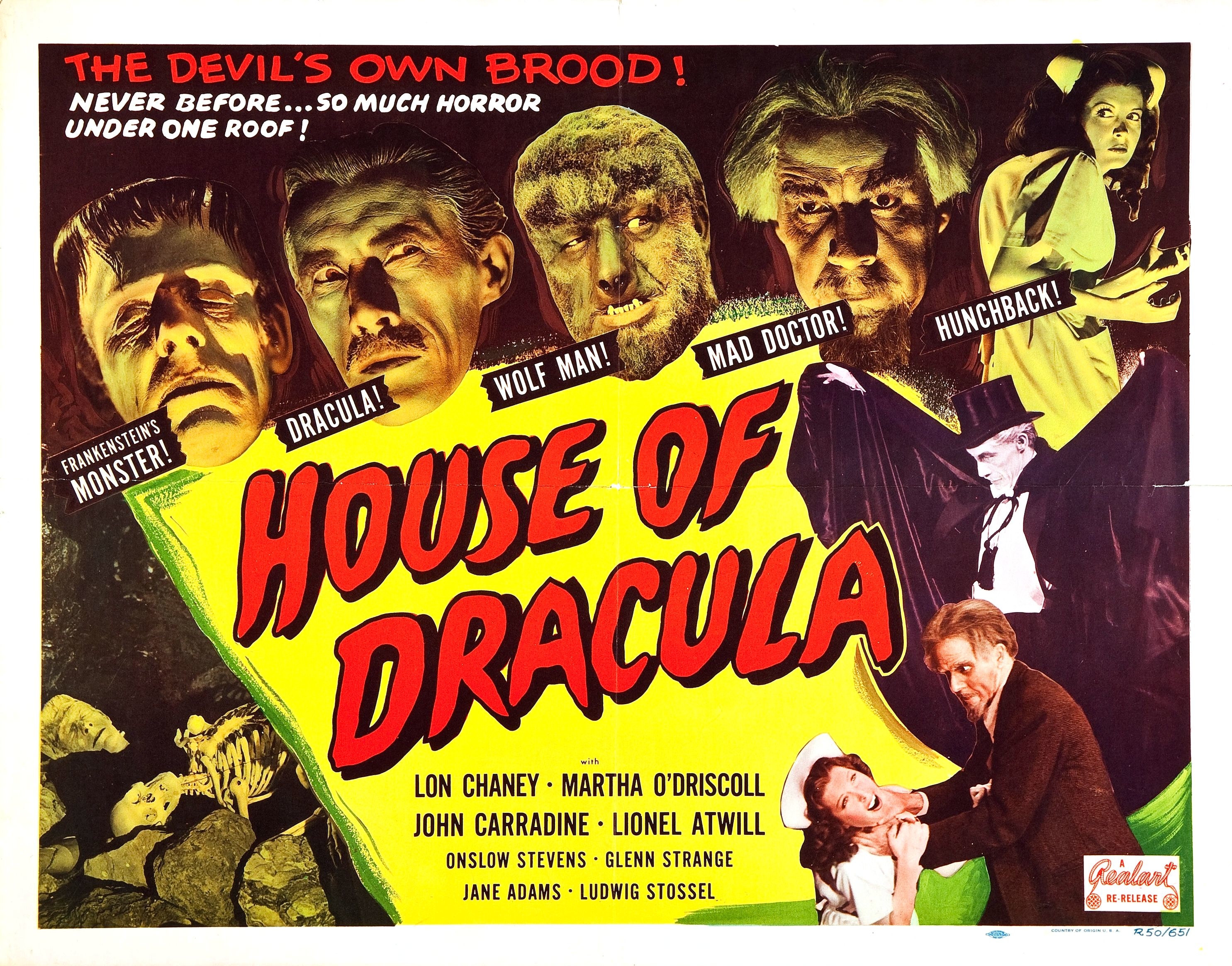 House of Dracula movie poster with monsters HD Wallpaper