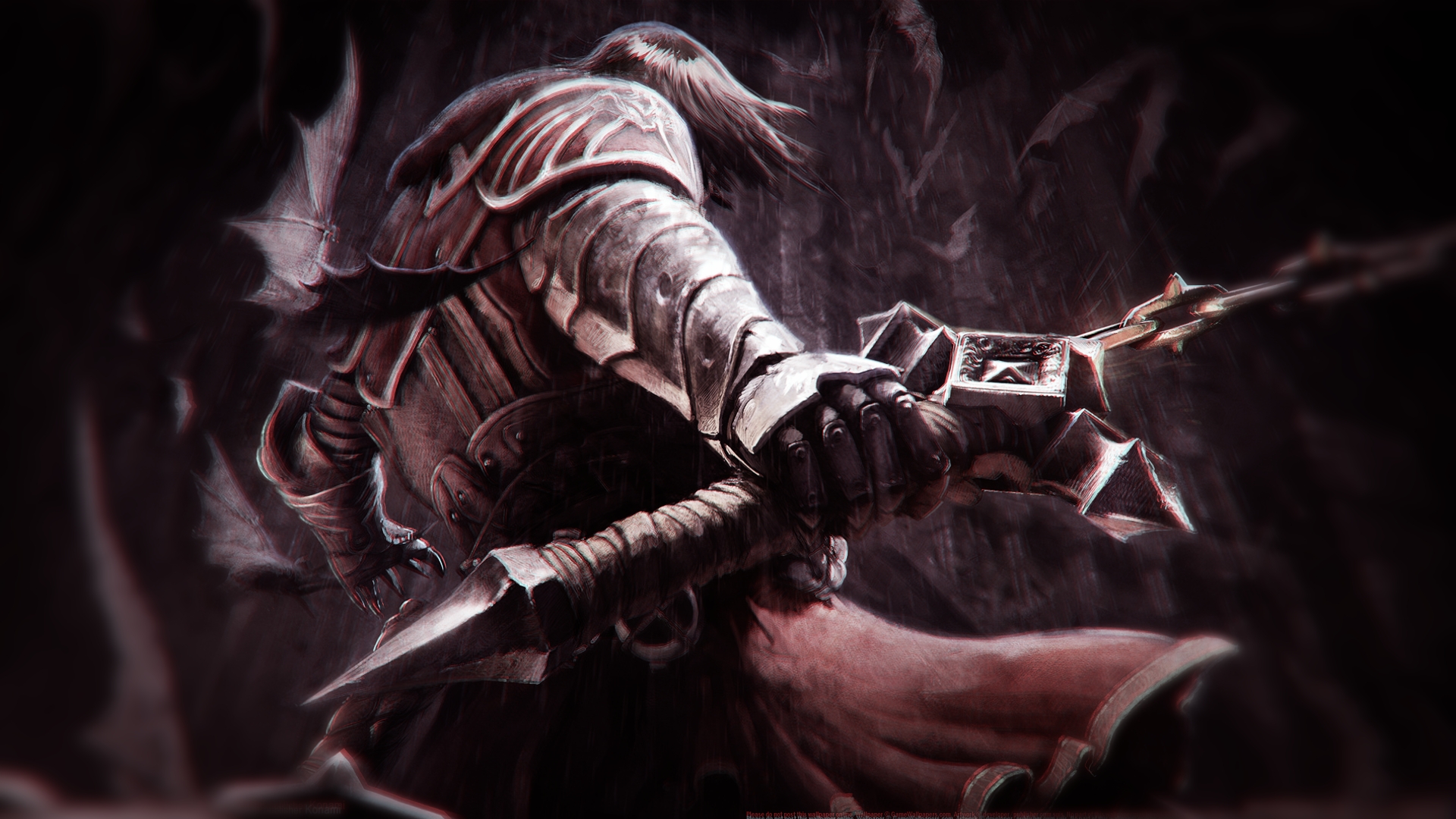 Dracula in armor holding a sword HD Wallpaper