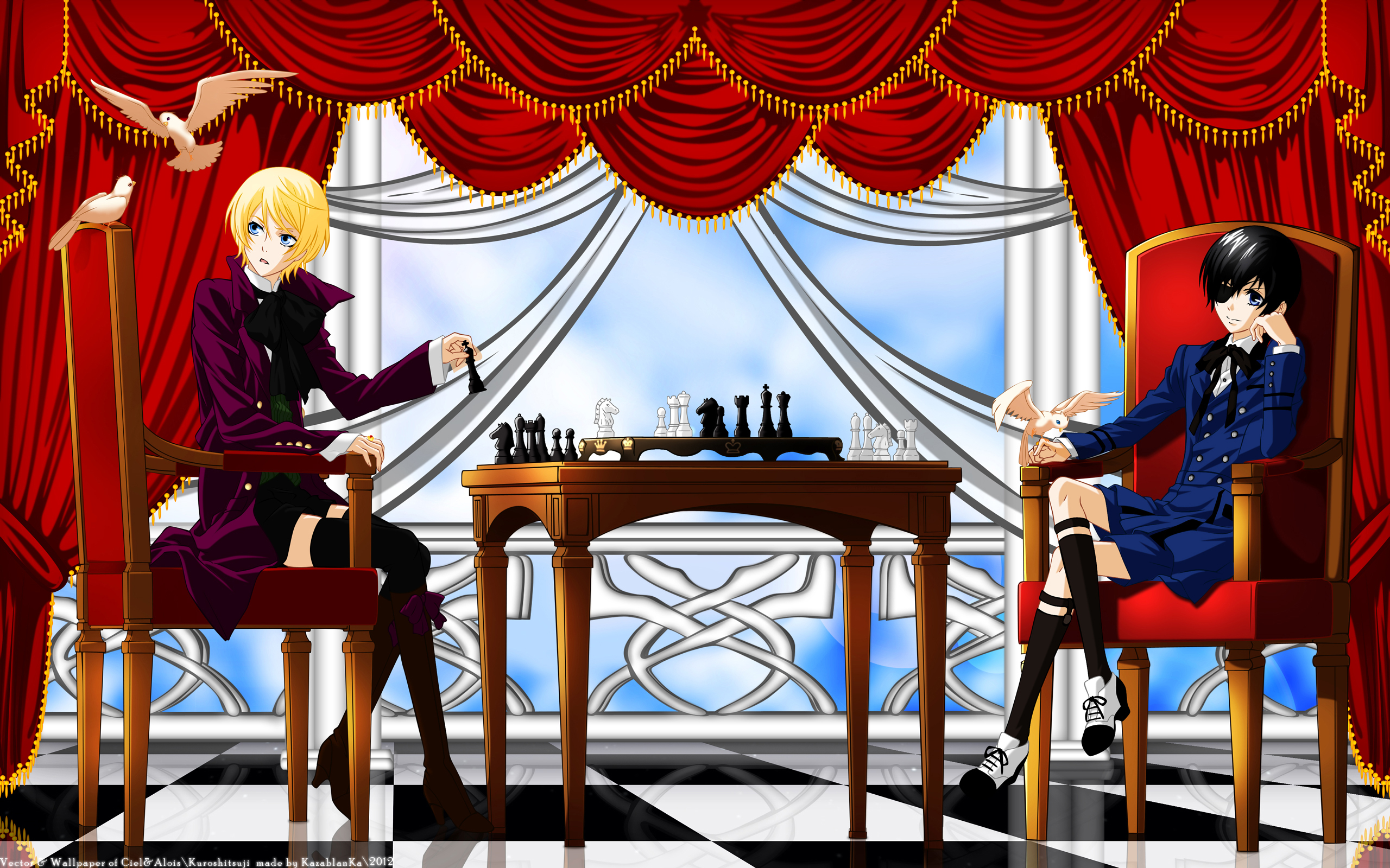 Ciel Phantomhive and Alois Trancy playing chess HD Wallpaper
