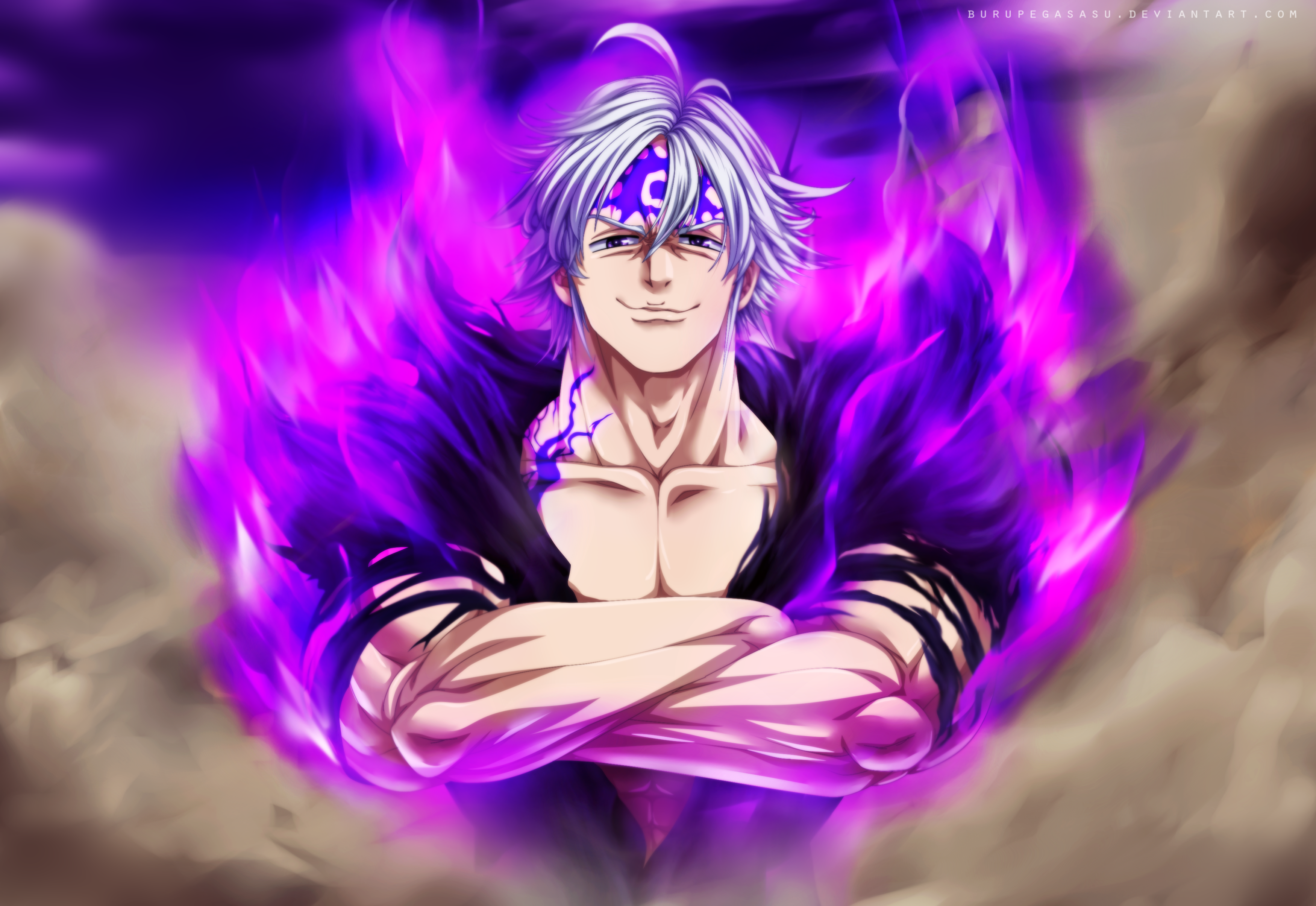 Estarossa from The Seven Deadly Sins with purple aura HD Wallpaper