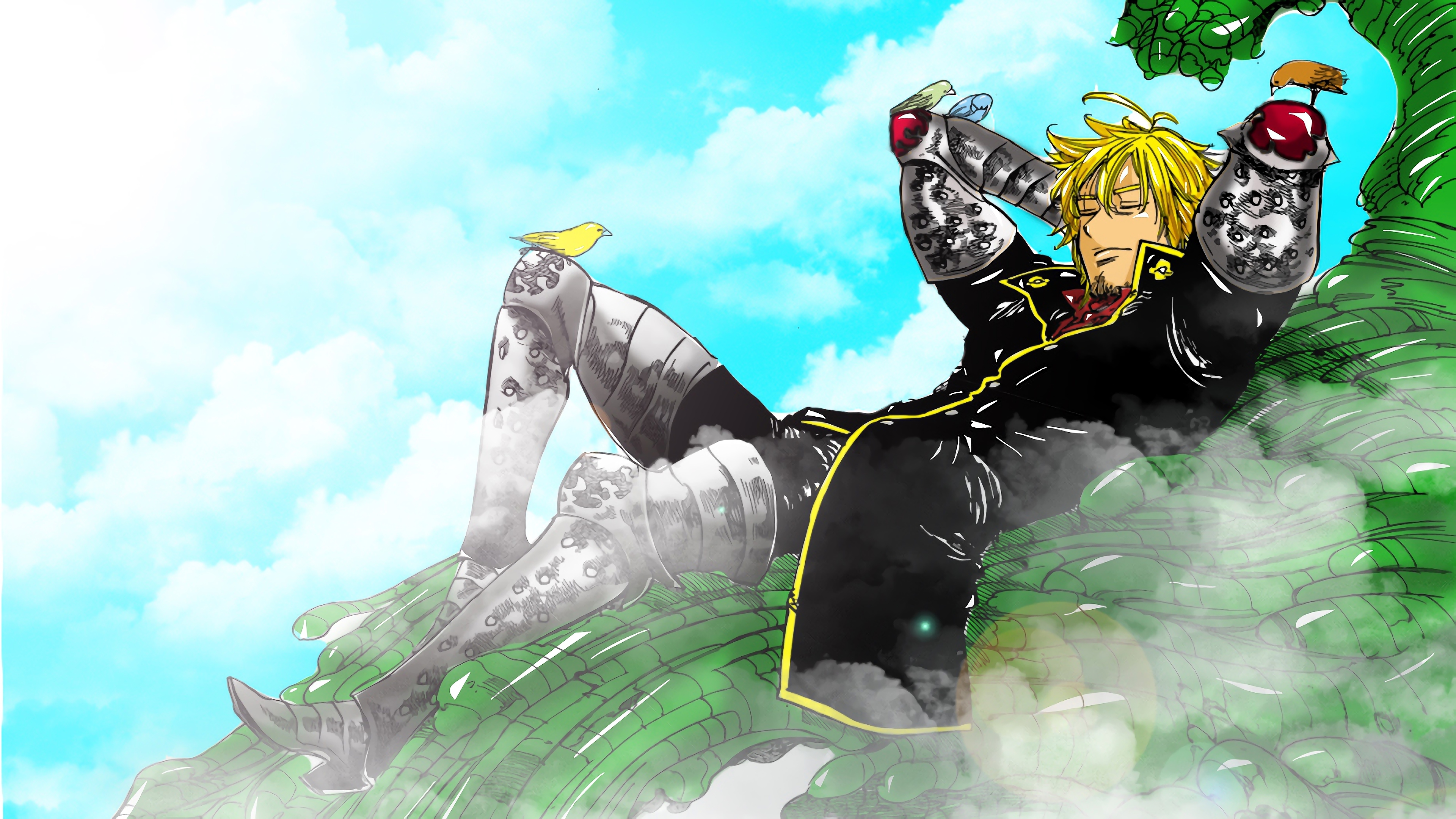 Estarossa from The Seven Deadly Sins resting on a green structure HD Wallpaper