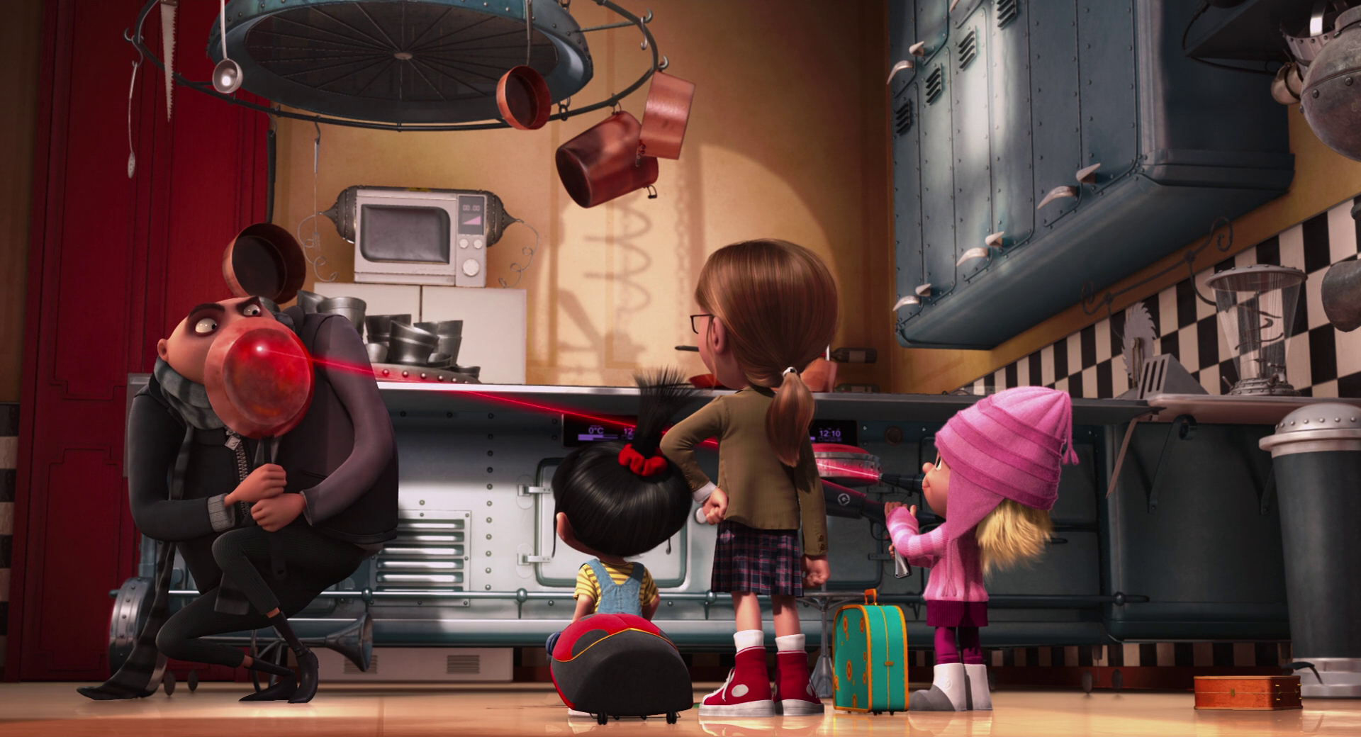 Gru and girls in a kitchen HD Wallpaper