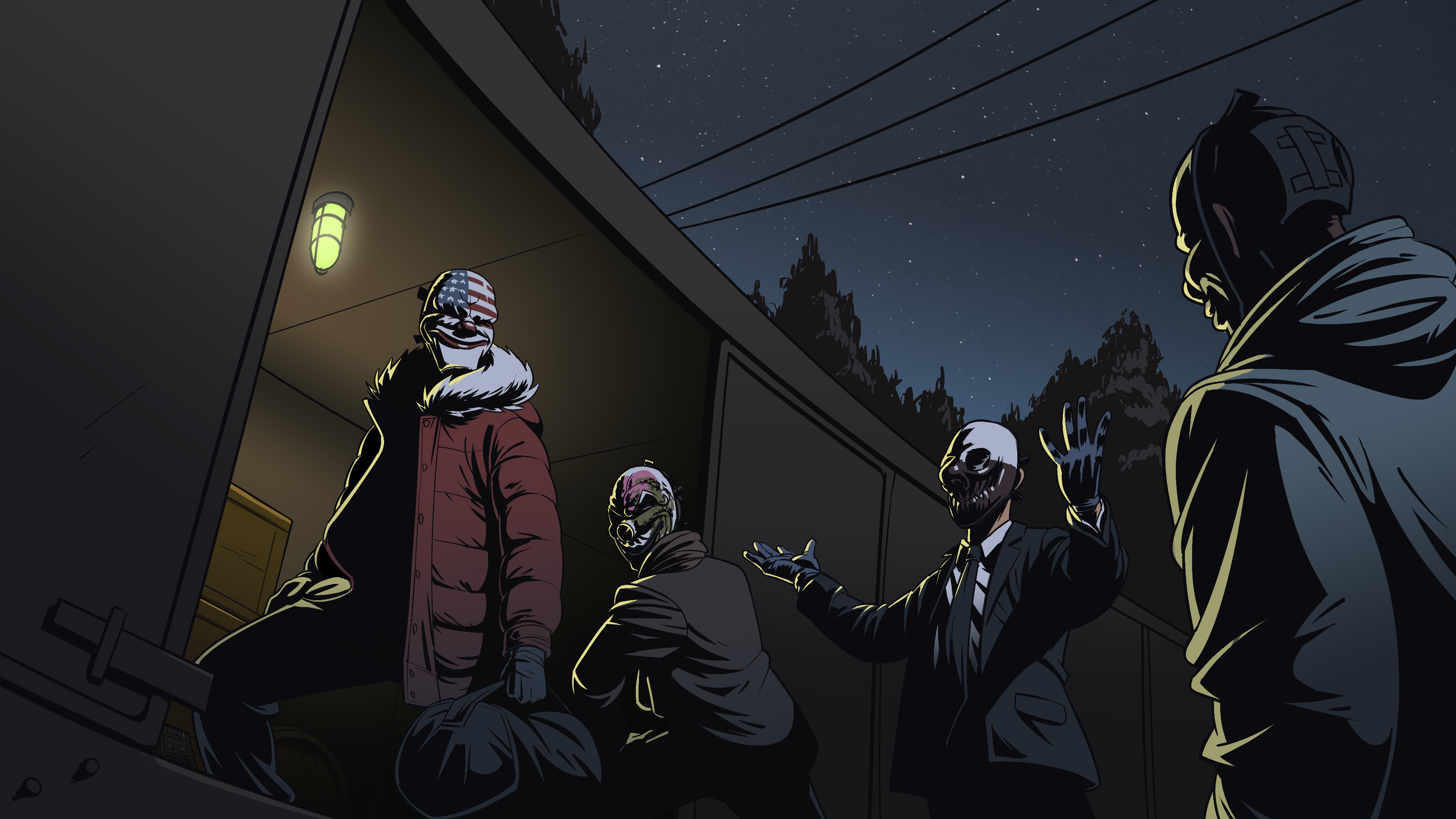 Dallas from Payday and crew at a train car HD Wallpaper