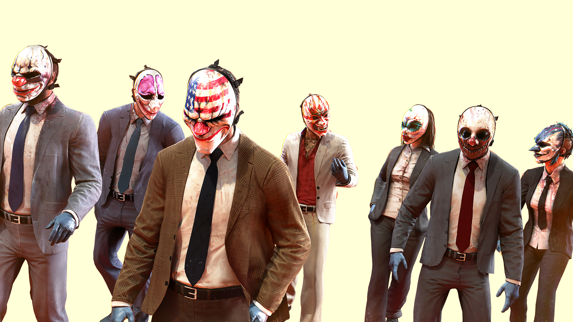 Payday 2 characters wearing masks HD Wallpaper