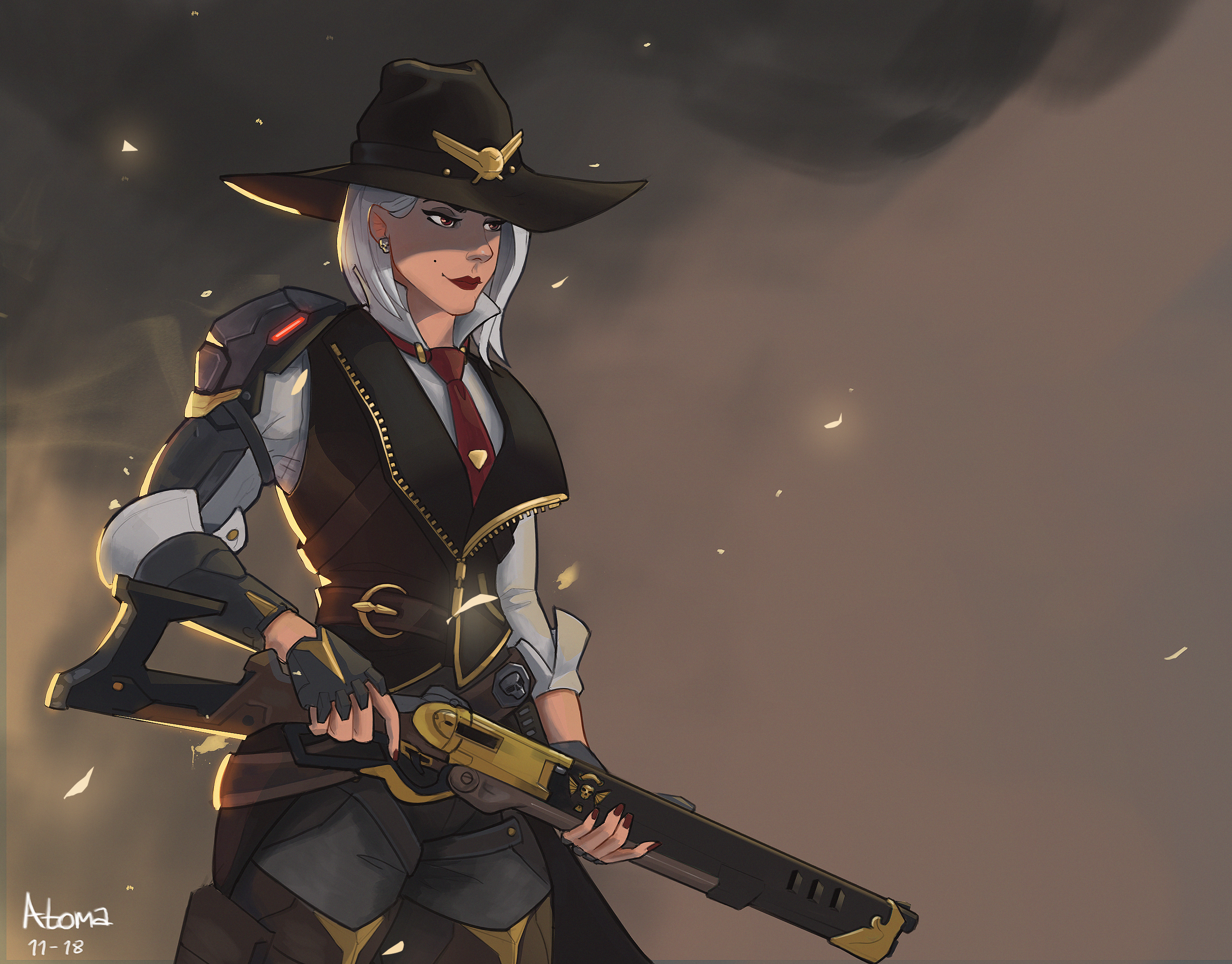 Ashe from Overwatch holding a rifle HD Wallpaper