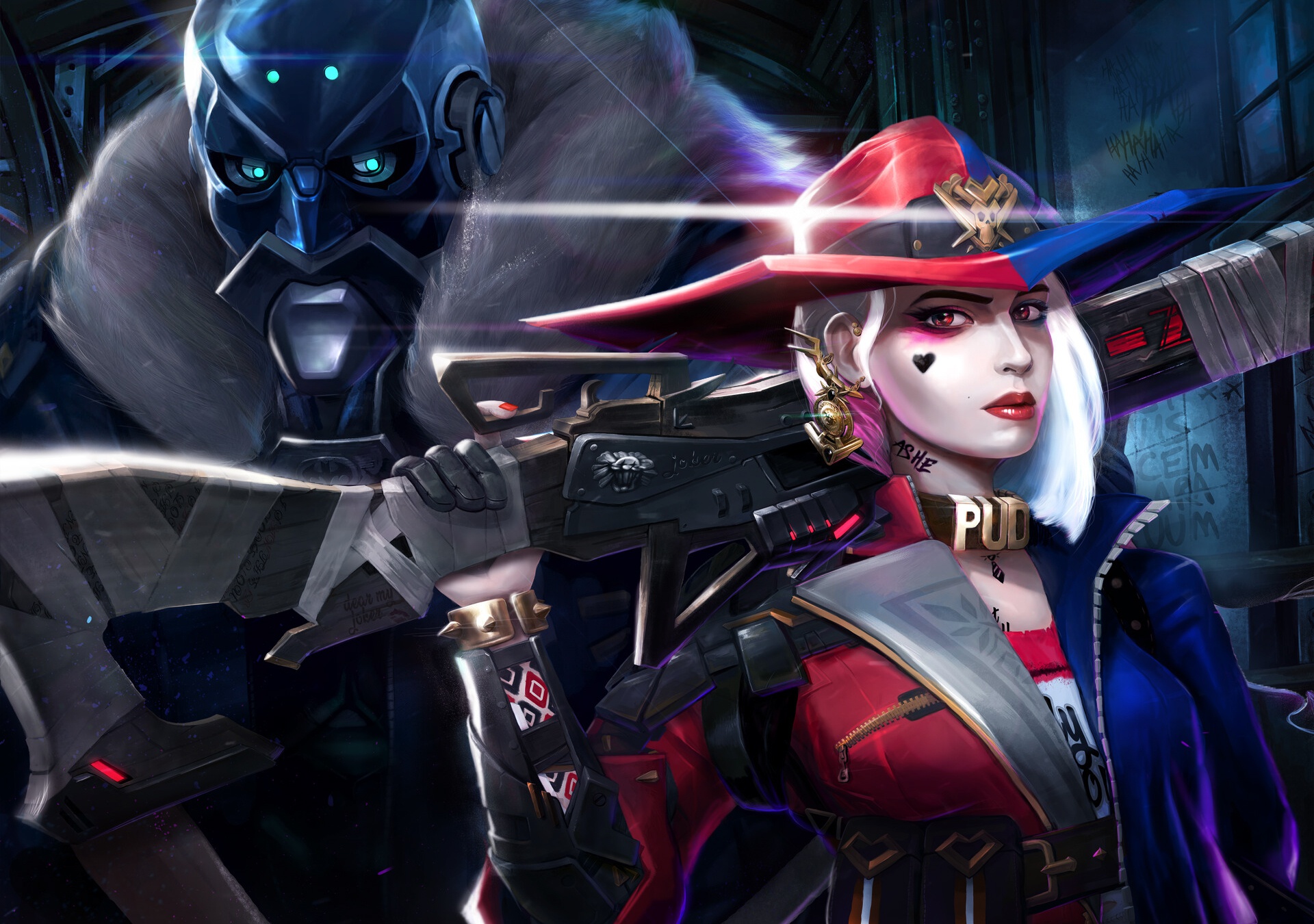Harley Quinn and Ashe from Overwatch HD Wallpaper