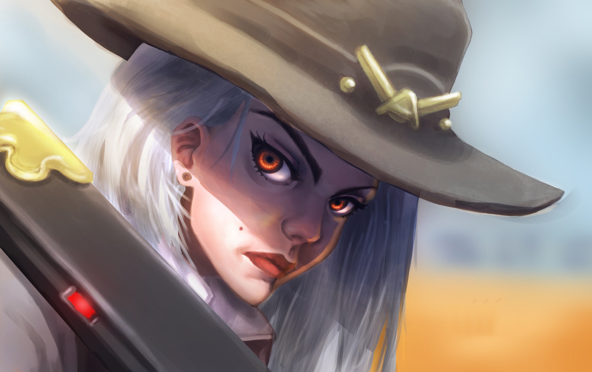 Ashe from Overwatch with a rifle HD Wallpaper