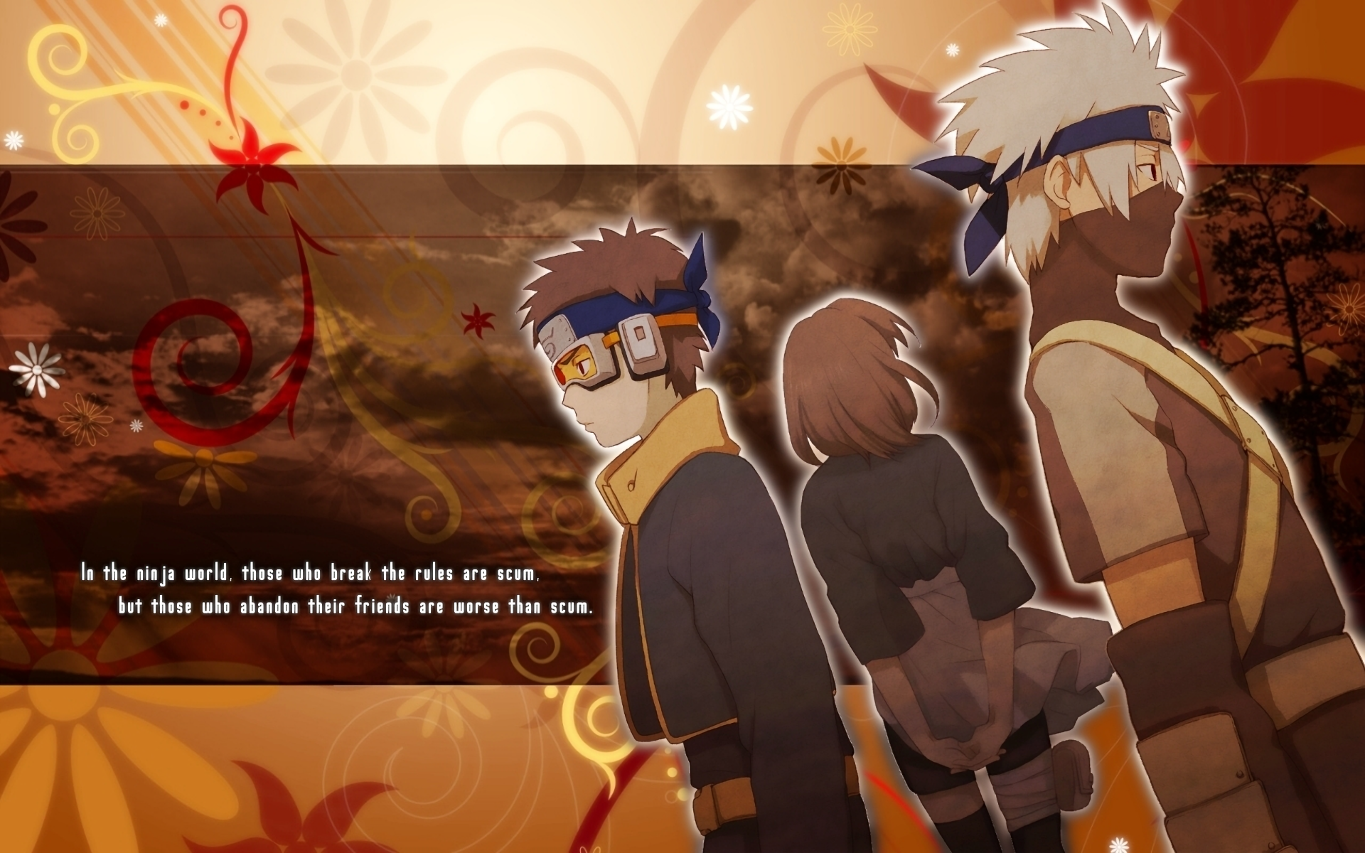 Kakashi, Obito, and Rin from Naruto HD Wallpaper