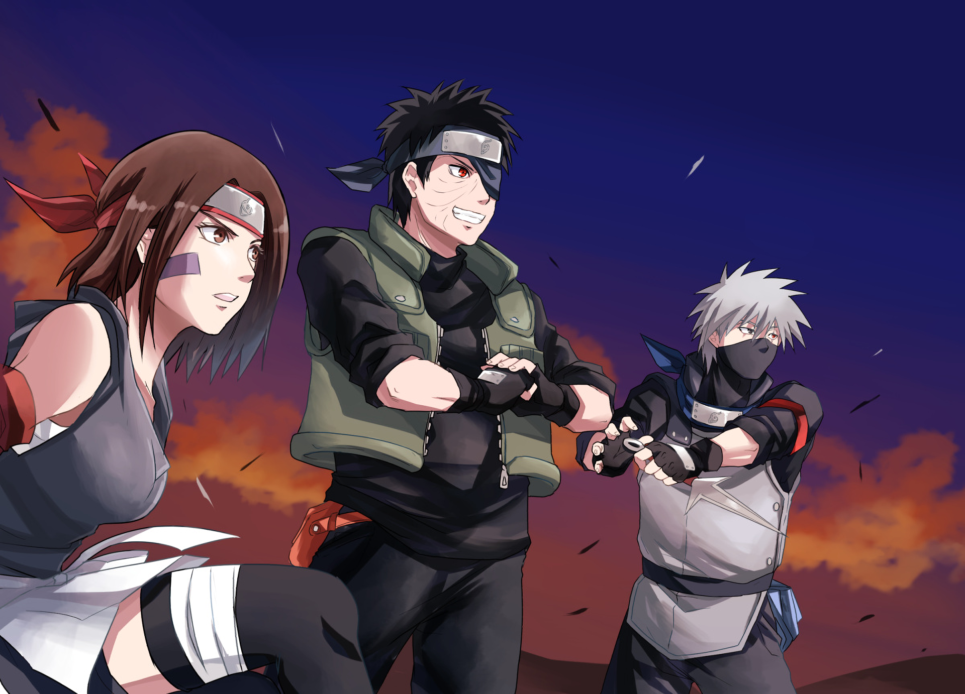 Rin, Obito, and Kakashi from Naruto HD Wallpaper