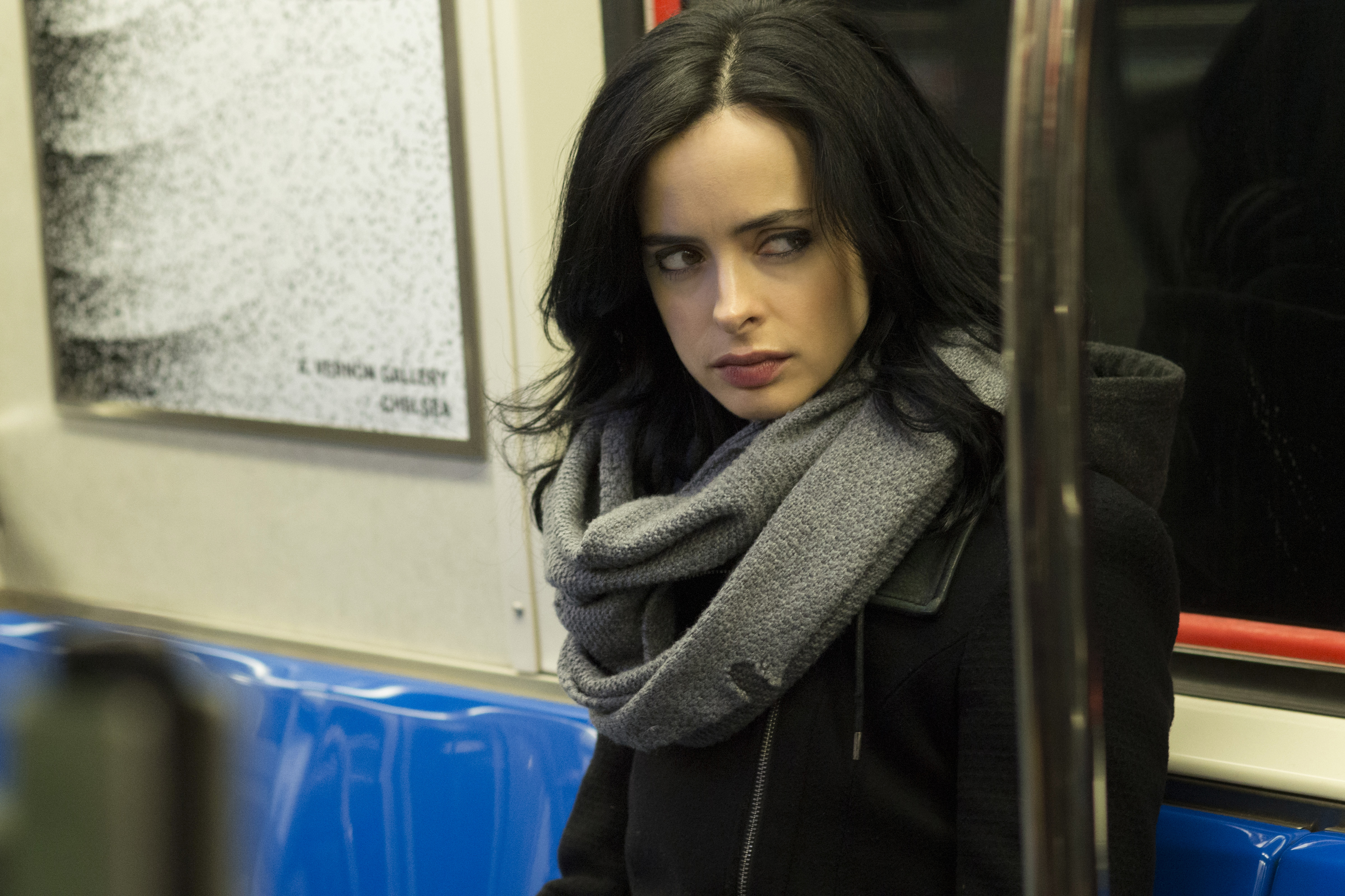 Jessica Jones on a subway HD Wallpaper