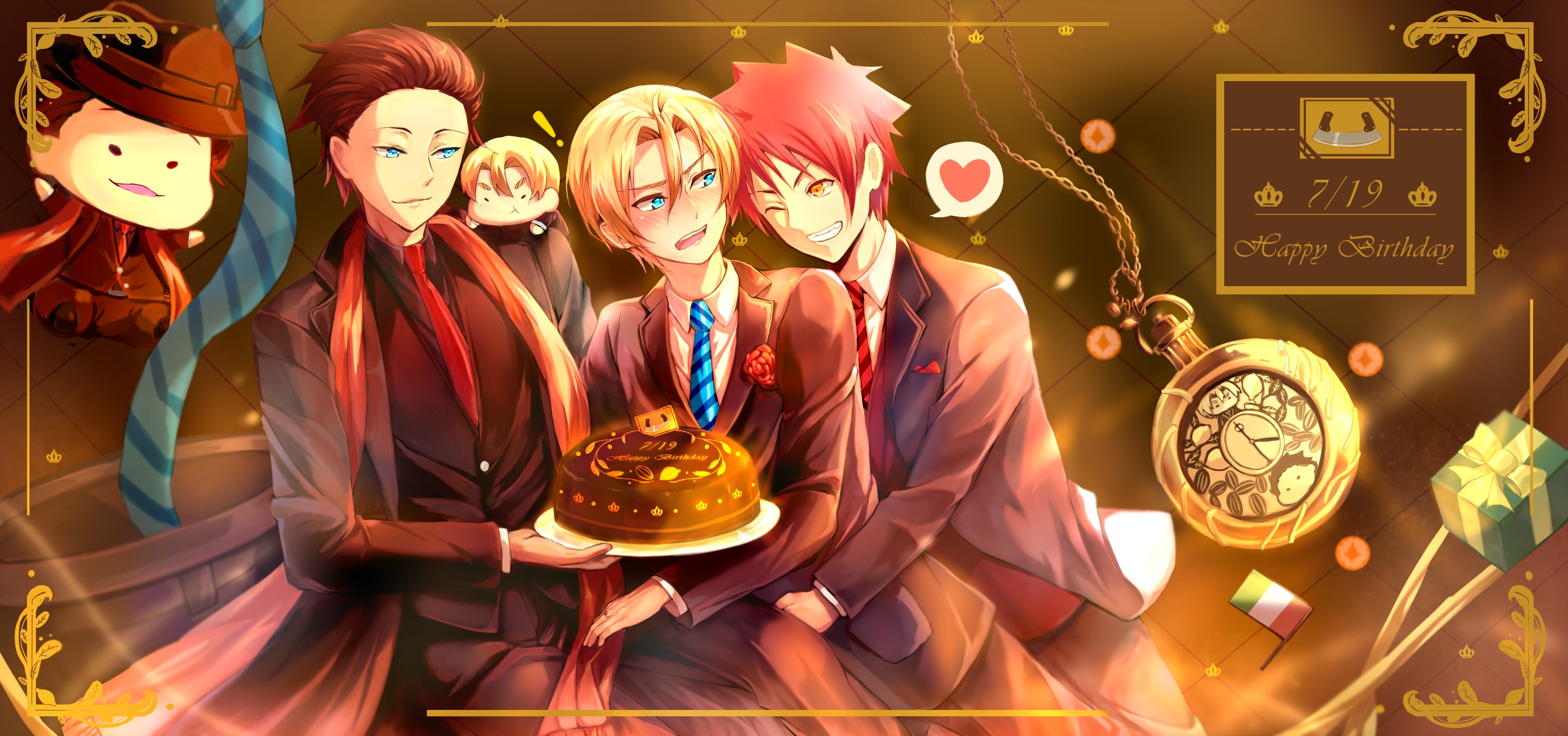 Takumi Aldini and friends celebrating a birthday HD Wallpaper