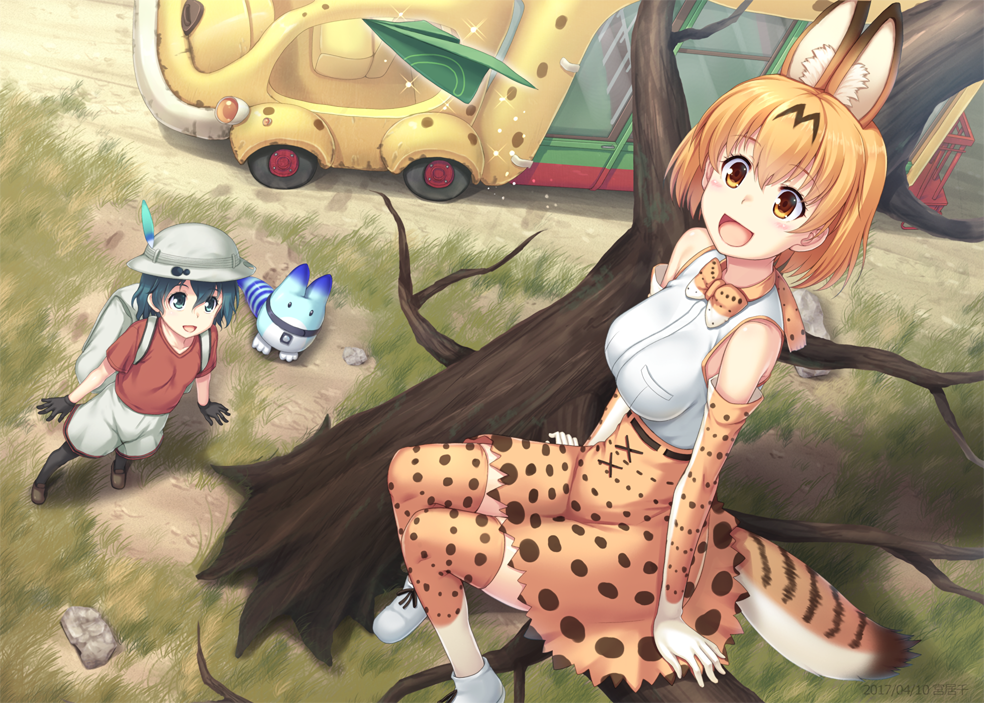 Serval and Kaban from Kemono Friends HD Wallpaper