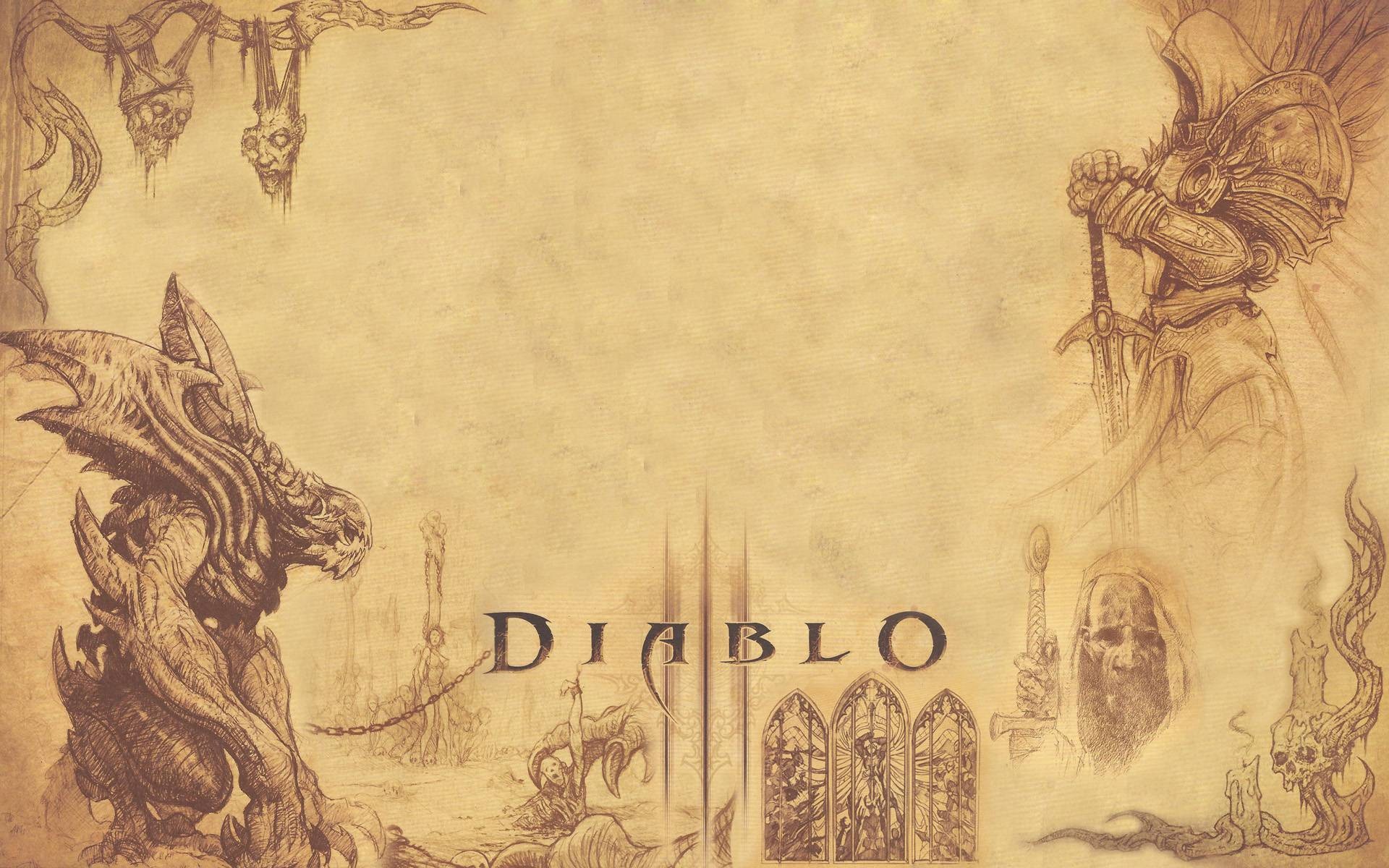 Diablo 3 concept art with Tyrael and demon HD Wallpaper