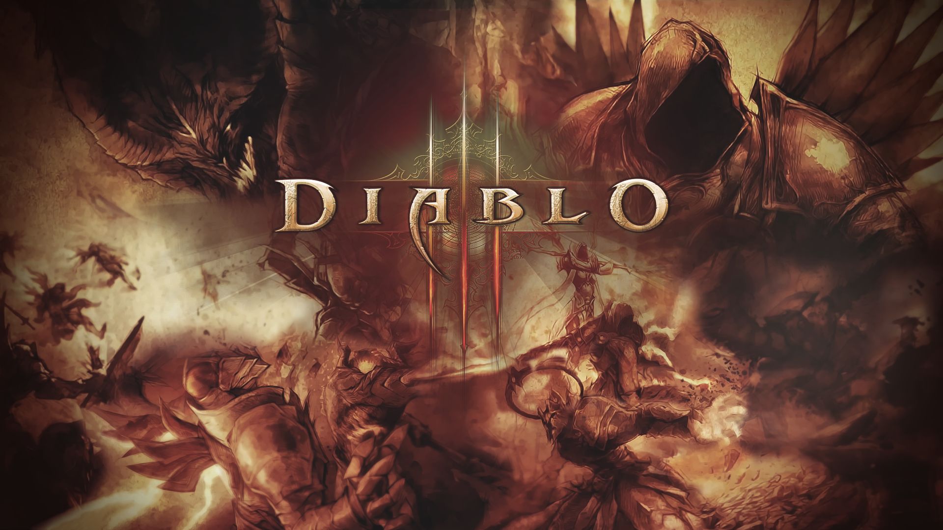 Diablo III Title Screen with Tyrael HD Wallpaper