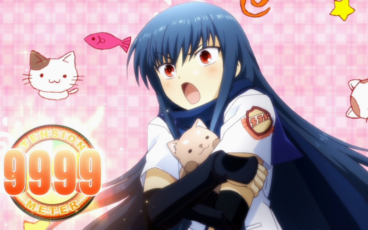 Eri Shiina from Angel Beats! holding a plush toy HD Wallpaper
