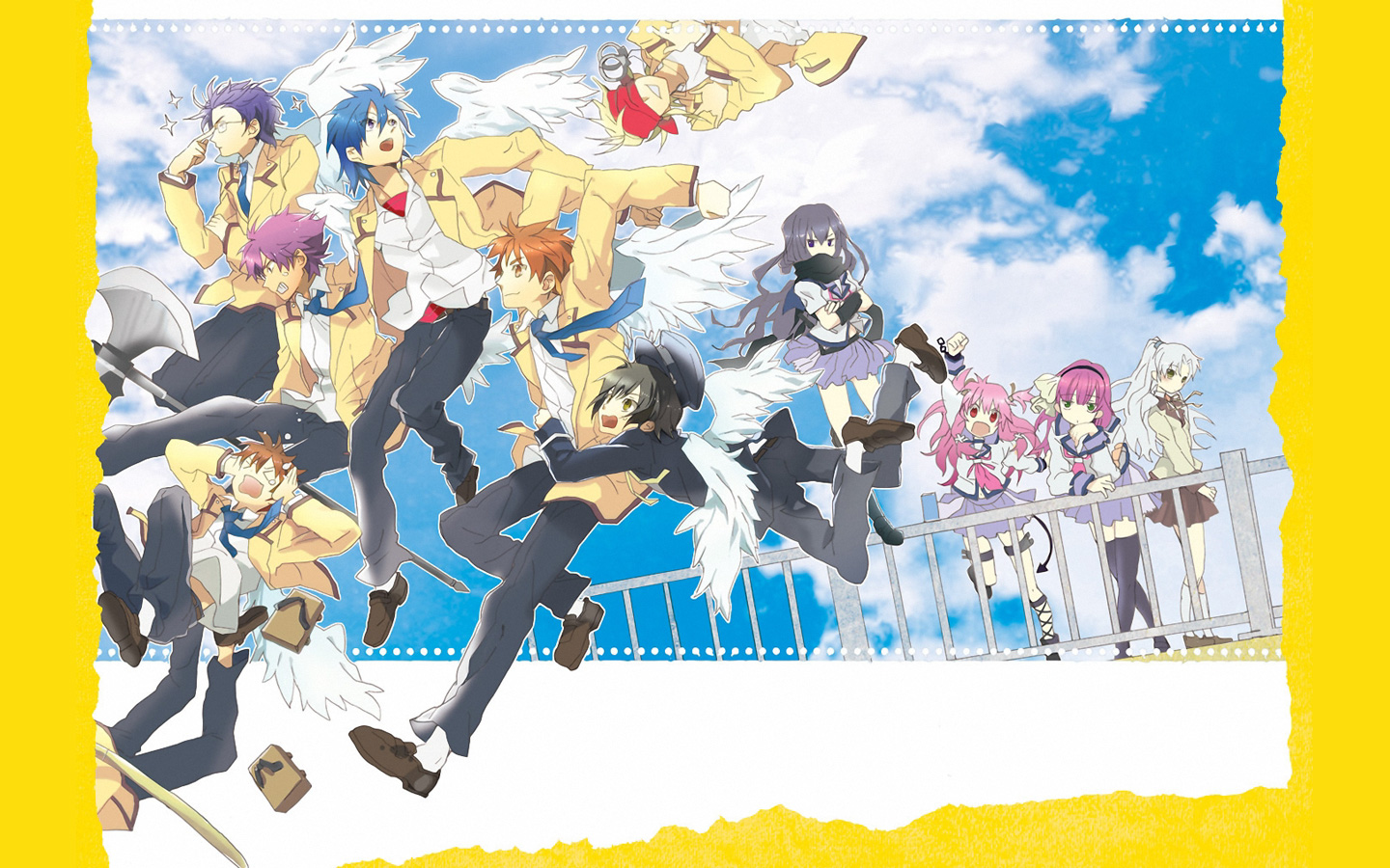 Angel Beats! characters in the sky HD Wallpaper