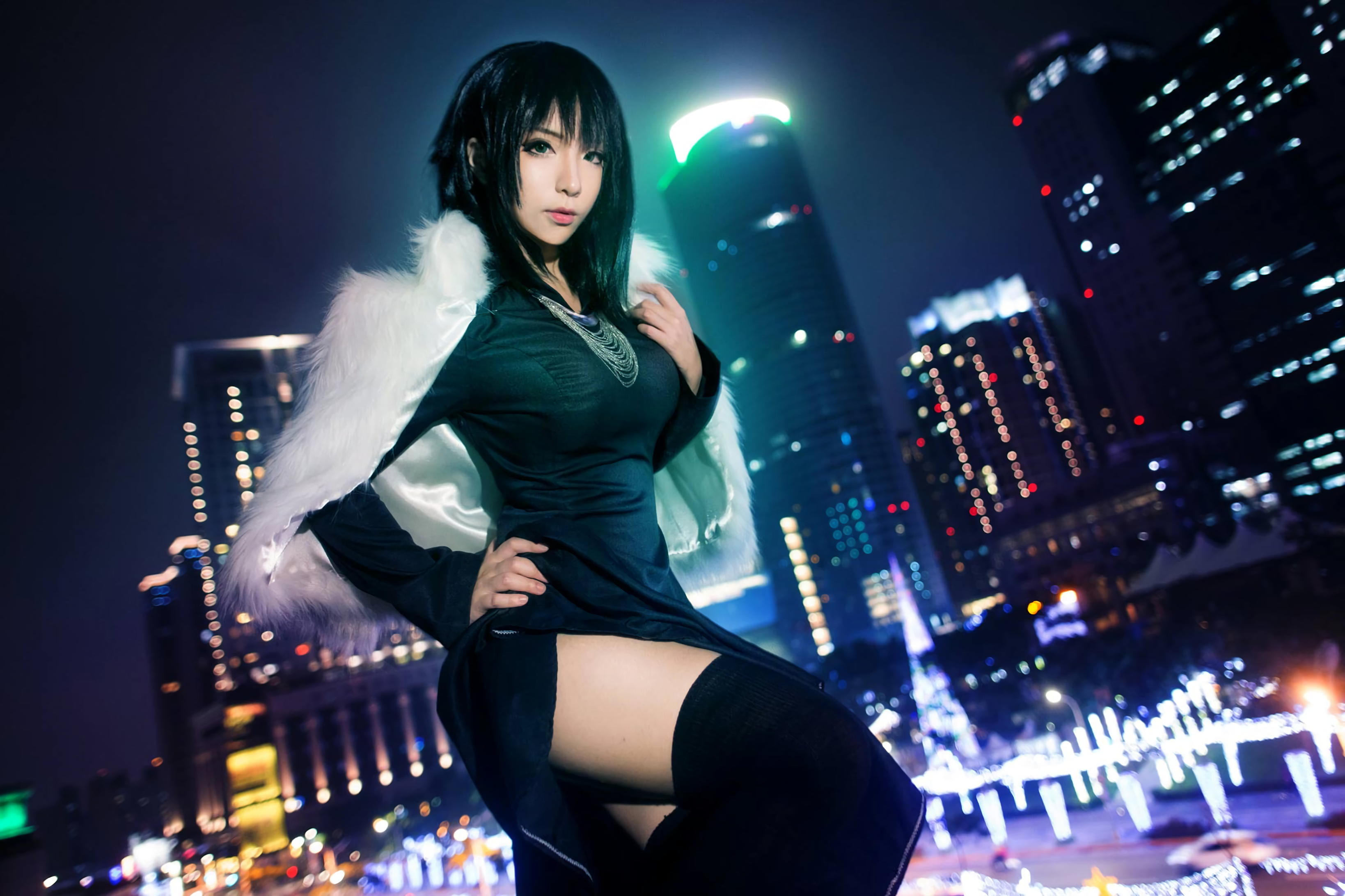Fubuki from One-Punch Man posing at night HD Wallpaper