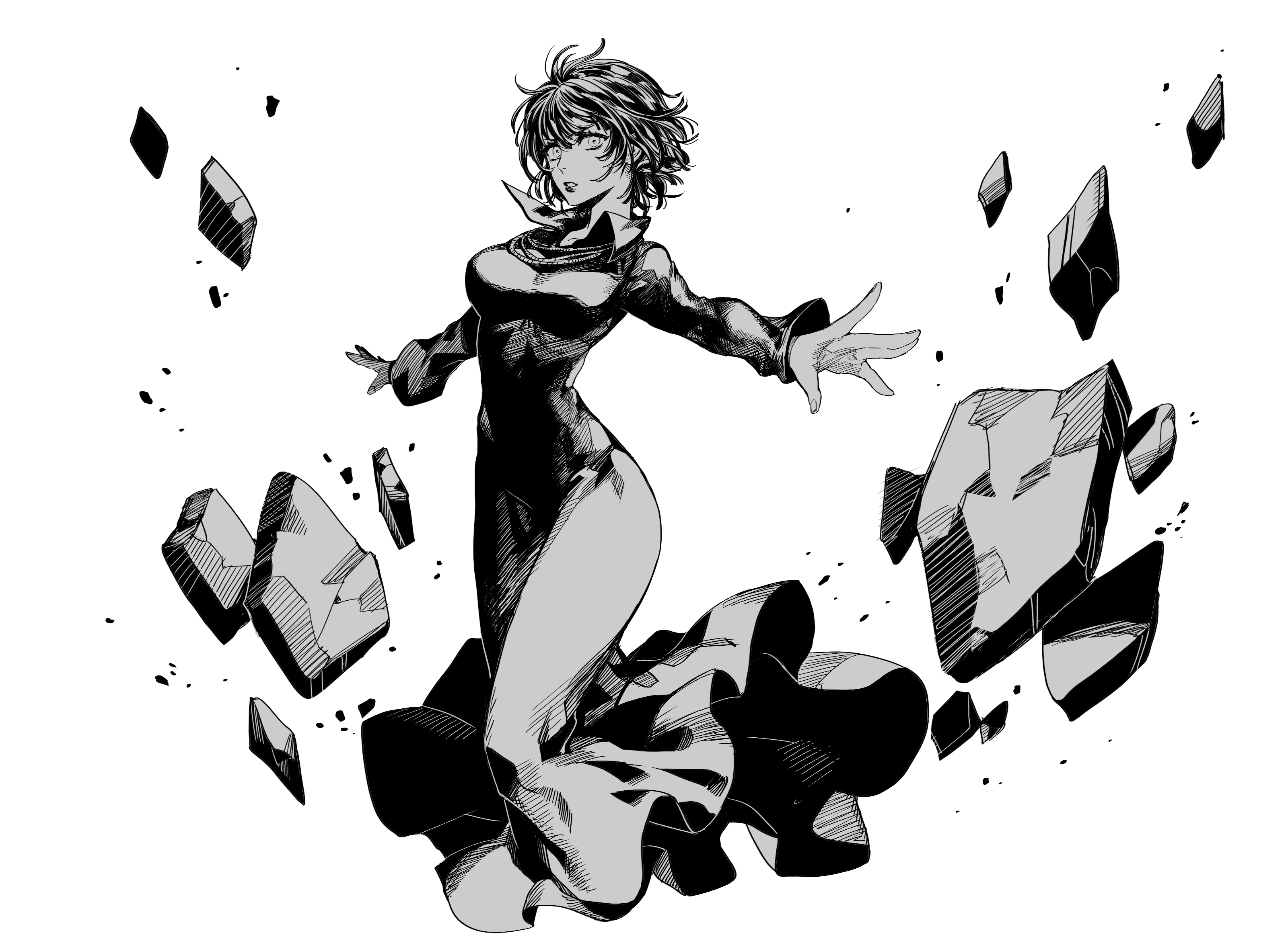 Fubuki Telekinesis with Floating Rocks One-Punch Man HD Wallpaper