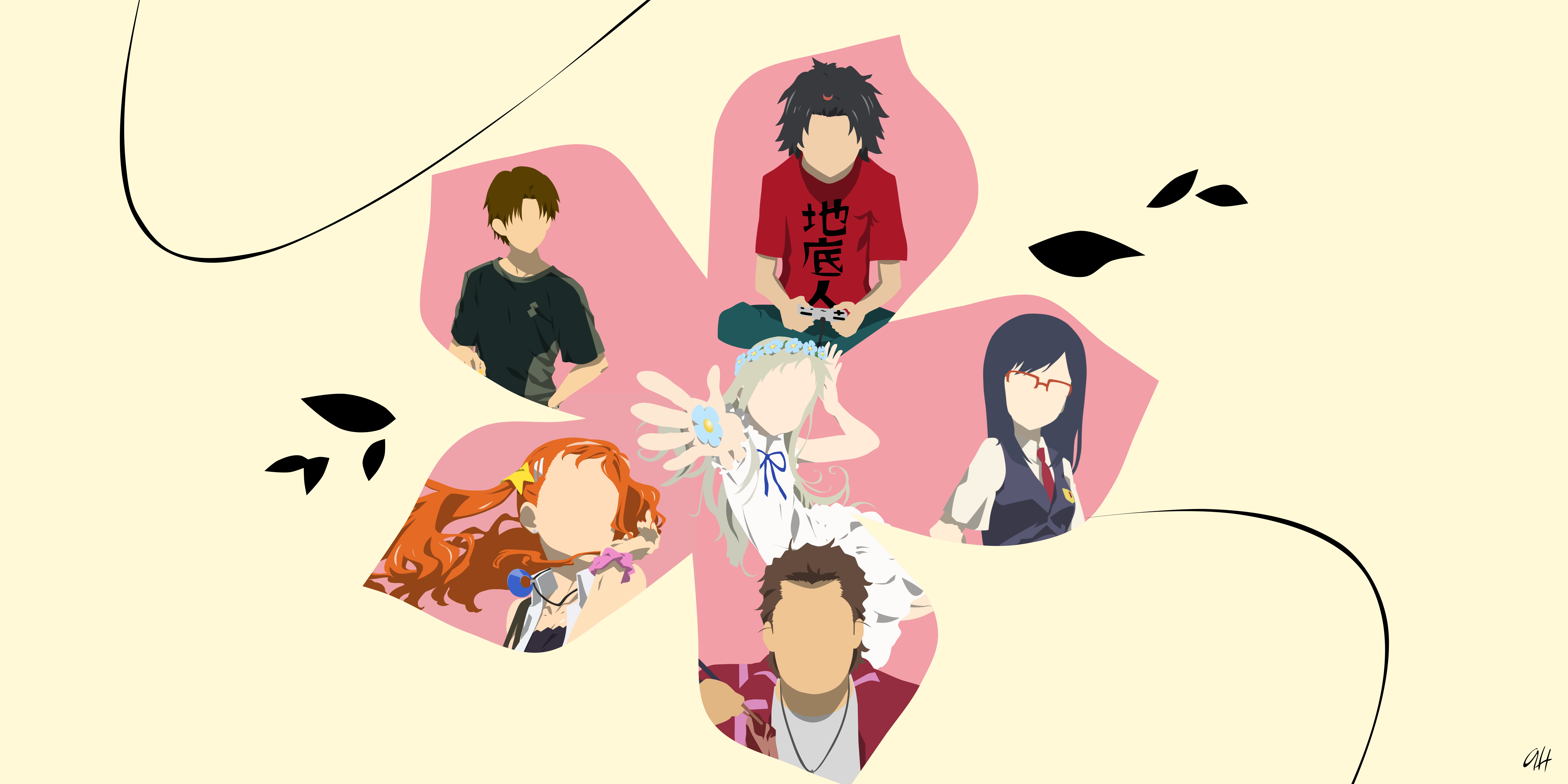 Anohana: The Flower We Saw That Day characters minimalist art HD Wallpaper