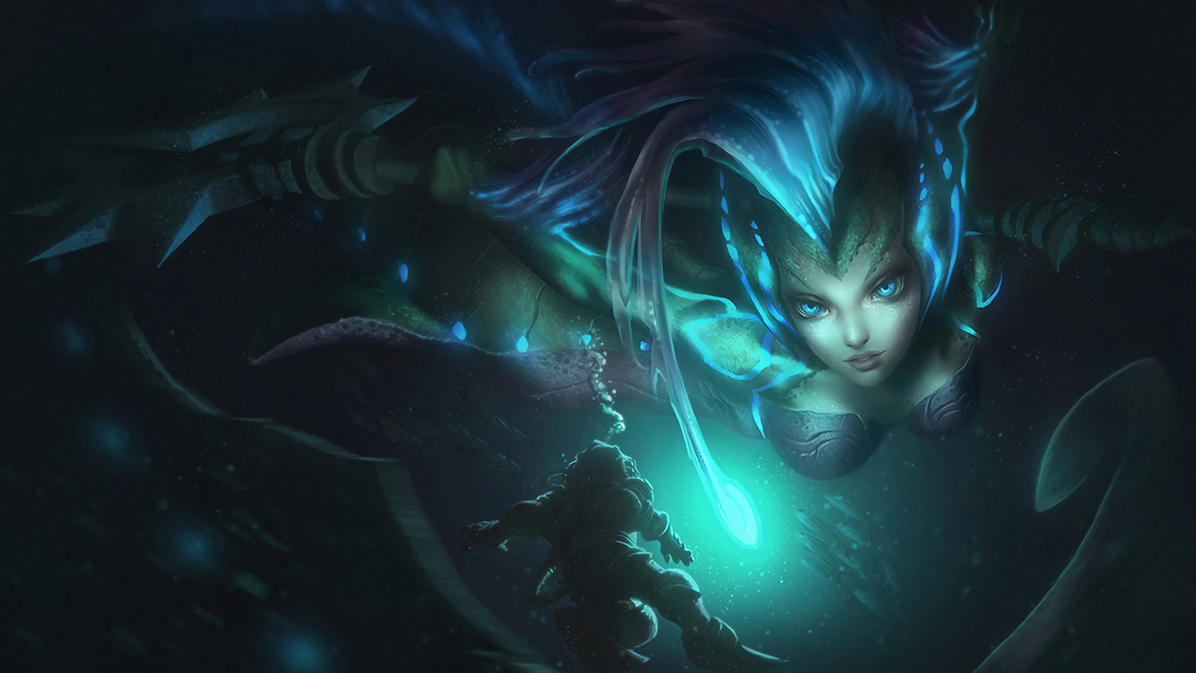Nami from League of Legends with a diver HD Wallpaper