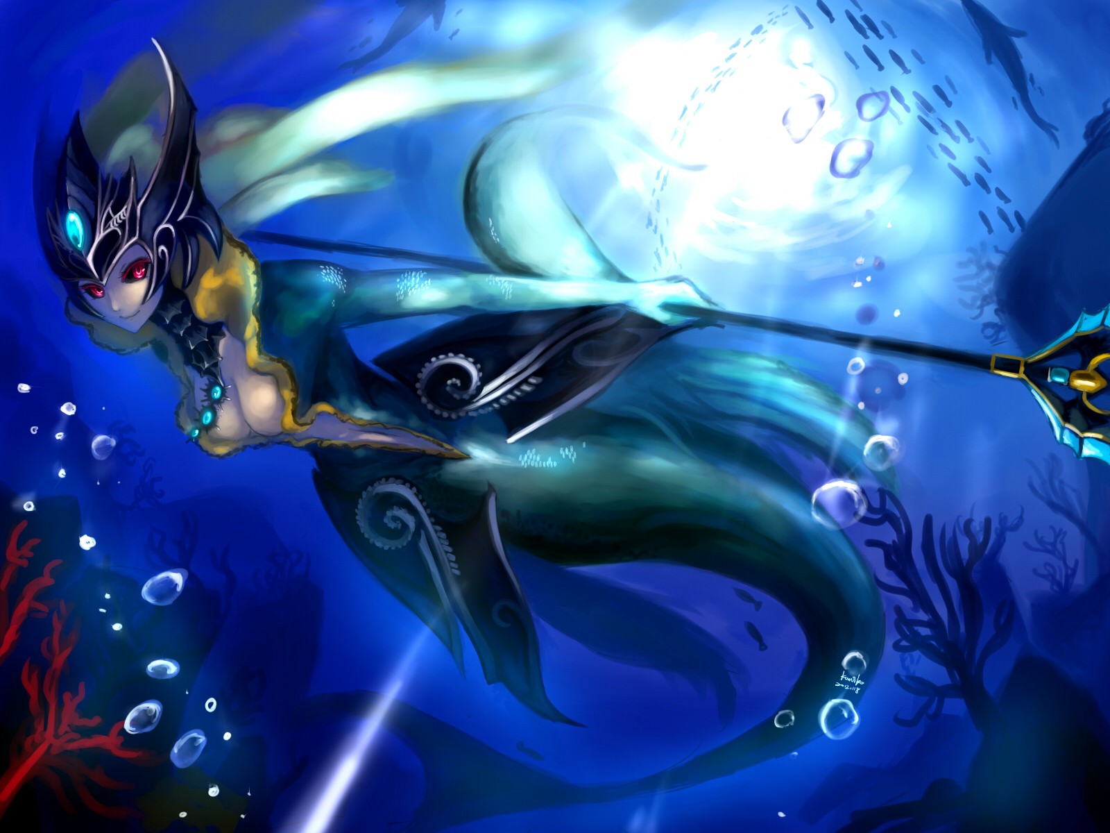 Nami from League of Legends underwater HD Wallpaper