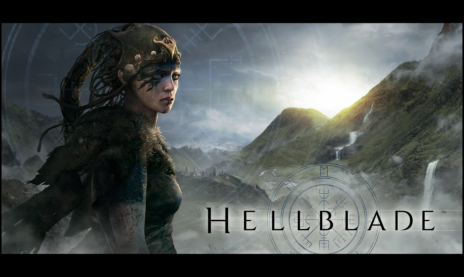Senua from Hellblade in a misty mountain landscape HD Wallpaper