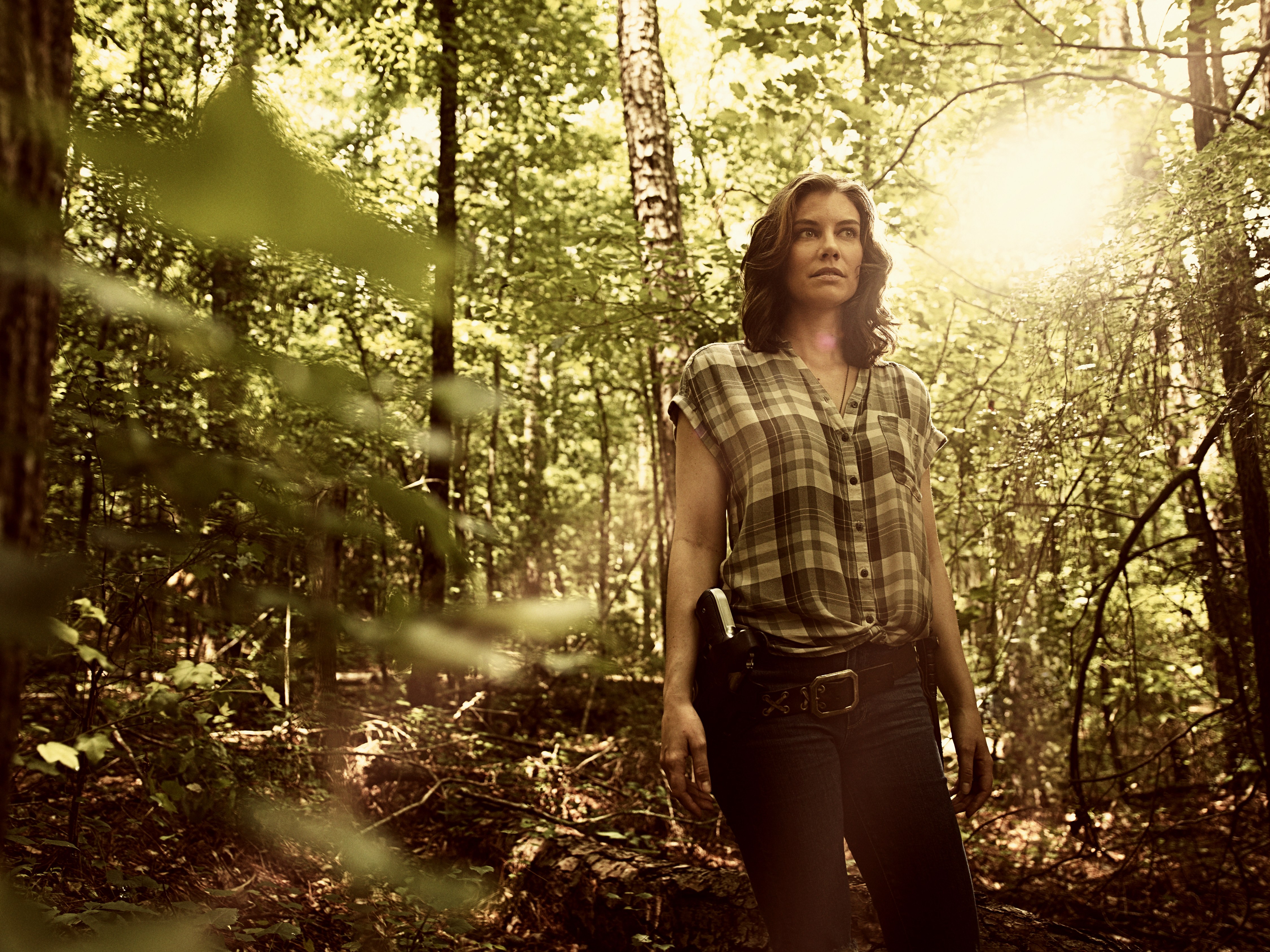 Maggie Greene from The Walking Dead in a forest HD Wallpaper